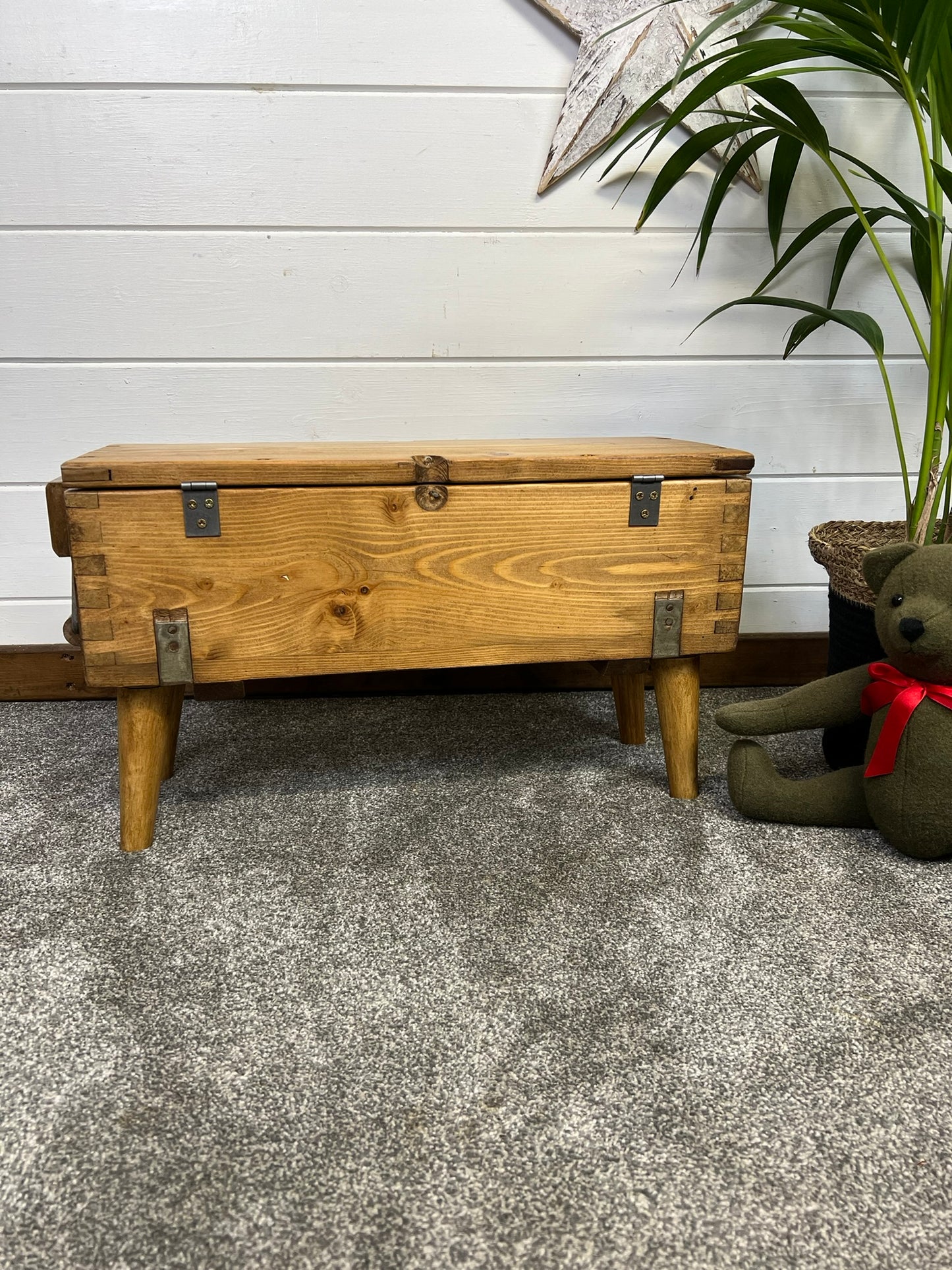 Rustic Wooden Ammo Box Table Industrial Vintage Blanket Box Storage Chest Coffee Table