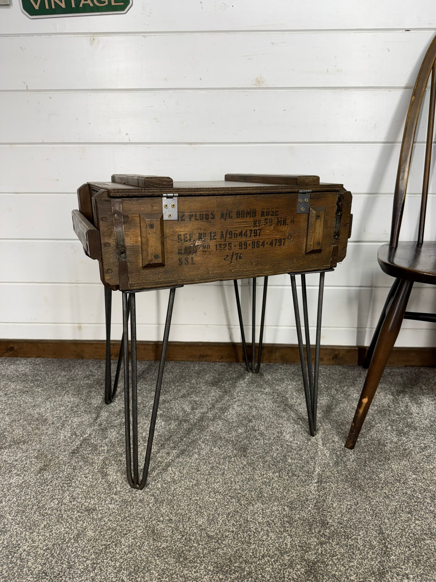 Vintage Military Crate Side Table Rustic Coffee Table Storage Box Reclaimed Army