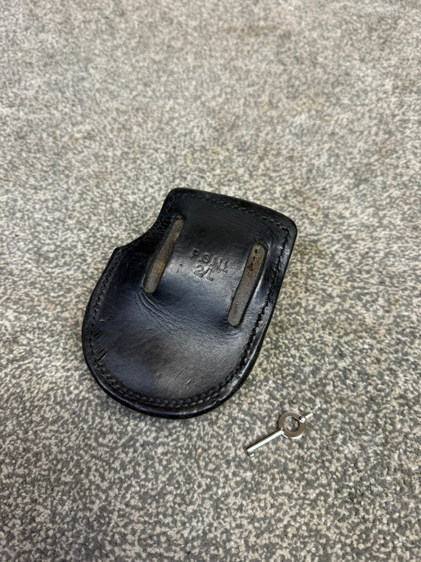 Ex Police Folding Hiatt Handcuffs Hinged Cuffs PSNI Leather Pouch & Key Security Collectible