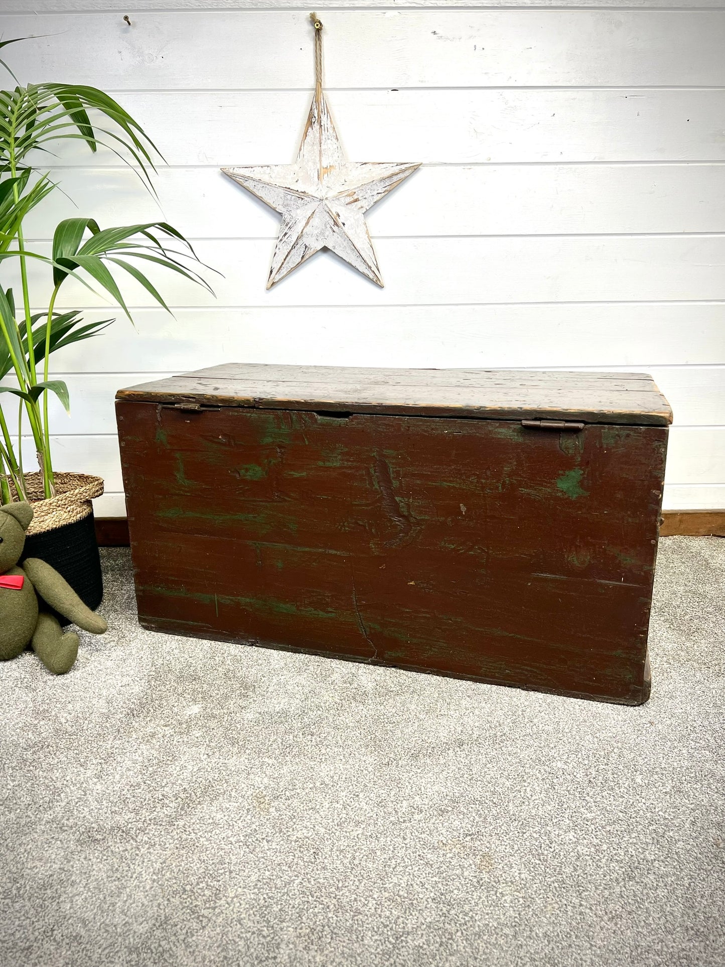 Rustic Wooden Chest Trunk Reclaimed Blanket Box Vintage Farmhouse Coffee Table Ottoman