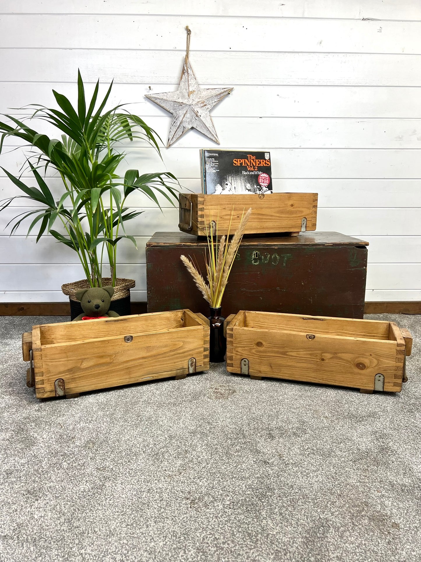 Vintage Small Wooden Storage Chest Rustic Box Farmhouse Home Decor Toys Tools