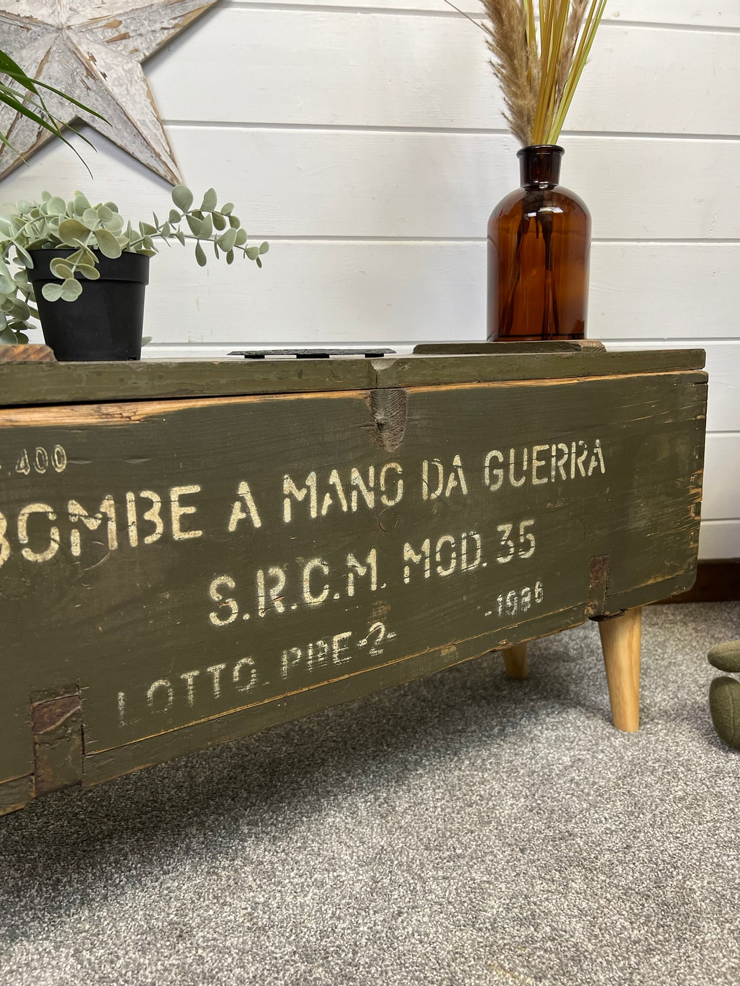 Vintage Reclaimed 1986 Rustic Side Table Coffee Table Farmhouse Chic Storage Boho Decor