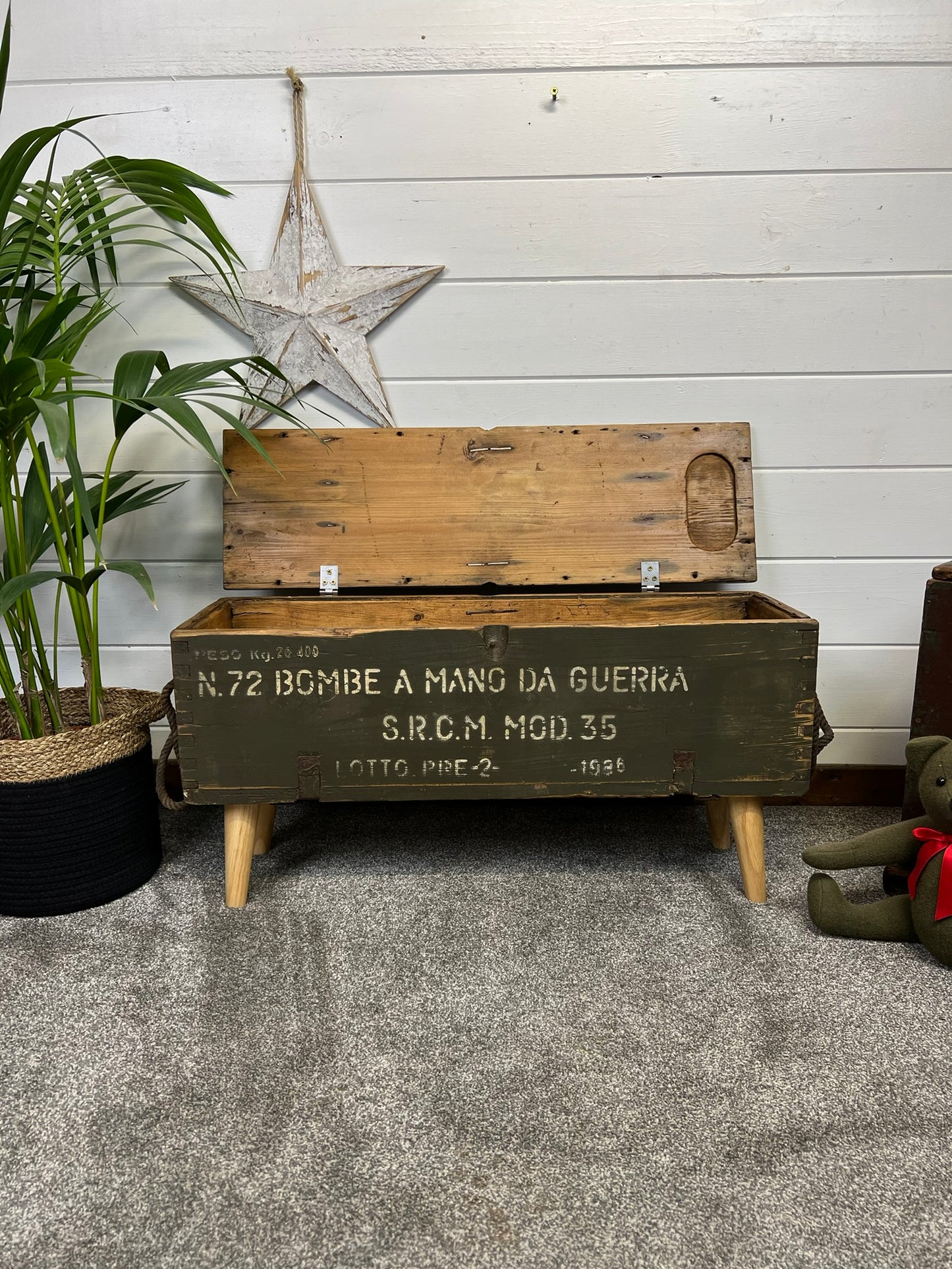 Vintage Reclaimed 1986 Rustic Side Table Coffee Table Farmhouse Chic Storage Boho Decor