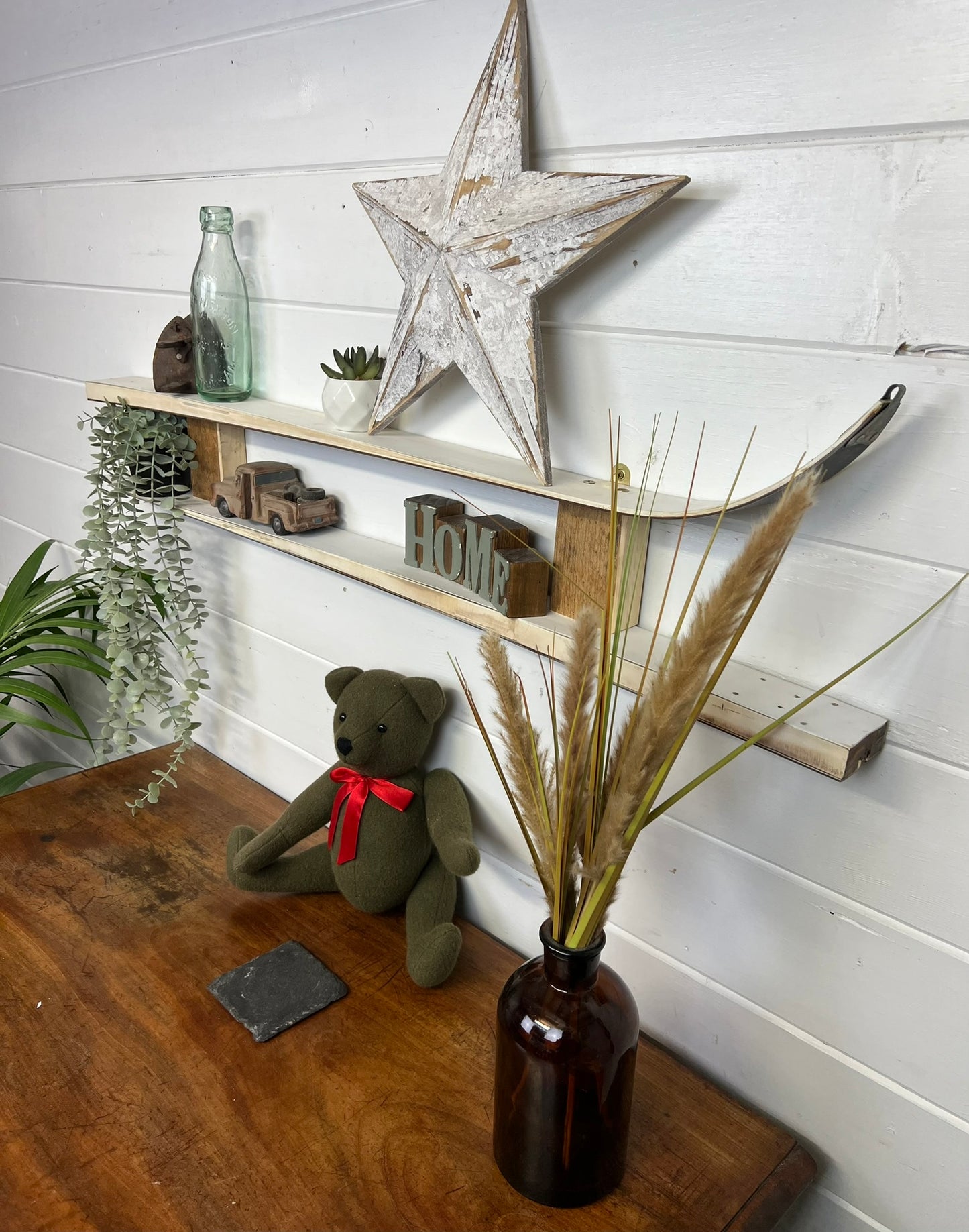 Rustic Handmade Reclaimed Ski Shelves Skiing Decor Home Shabby Chic Wall Shelf