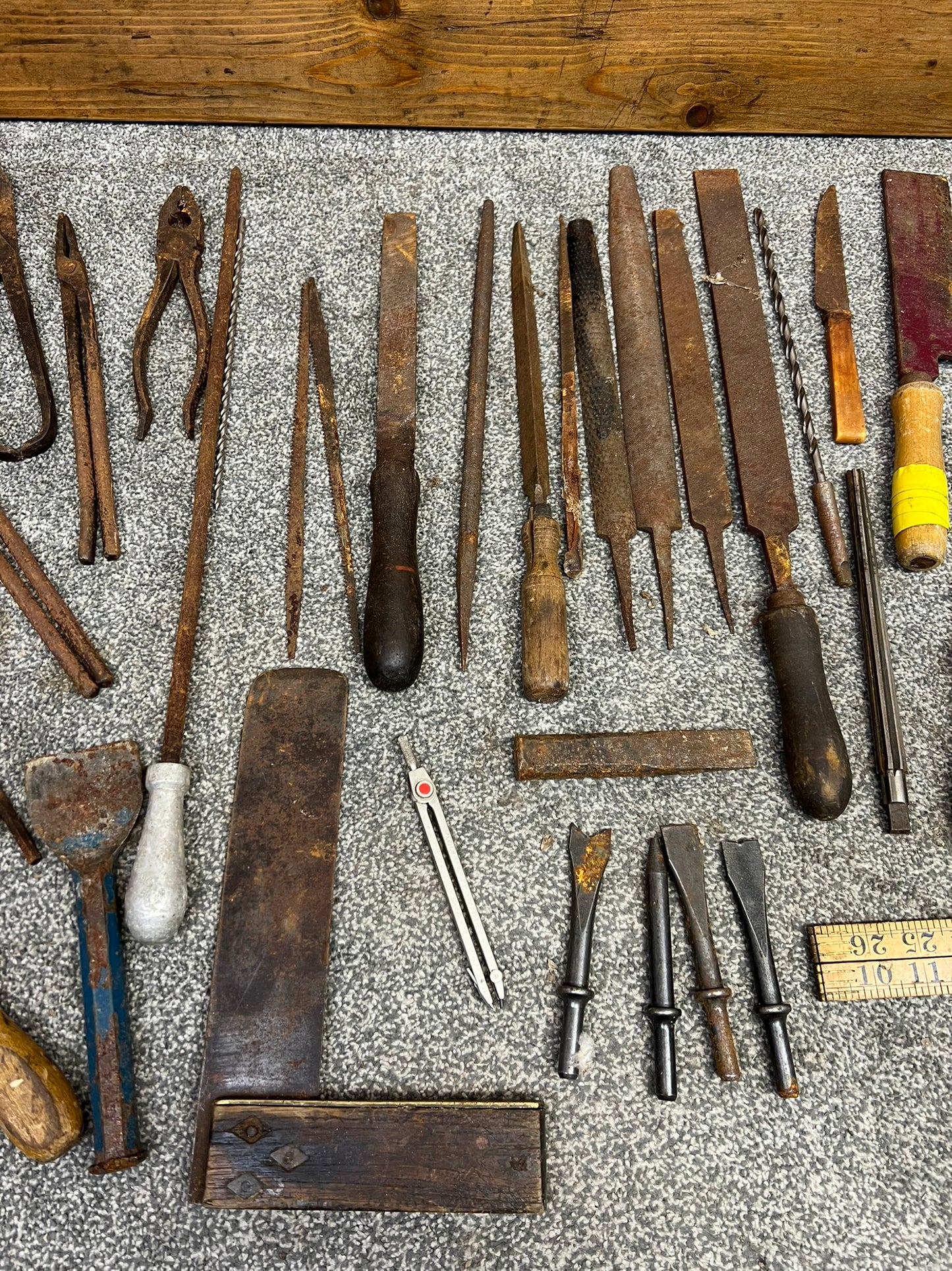 Job Lot of Old Garage Workshop Tools Vintage Rustic Patina Pliers Files Etc.