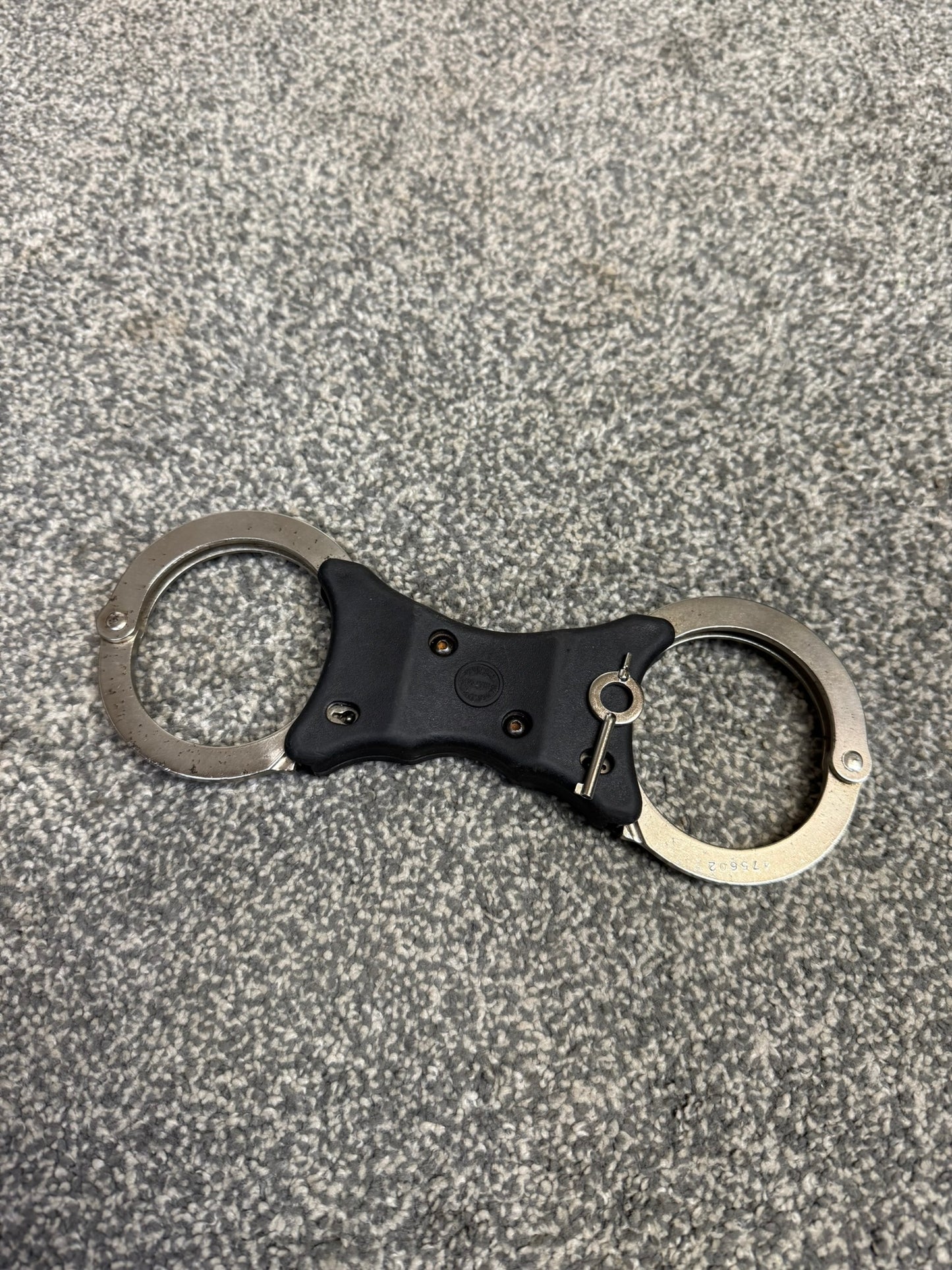 Ex Police Early Hiatt Rigid Handcuffs With Serial Security Cuffs Displays Collectible