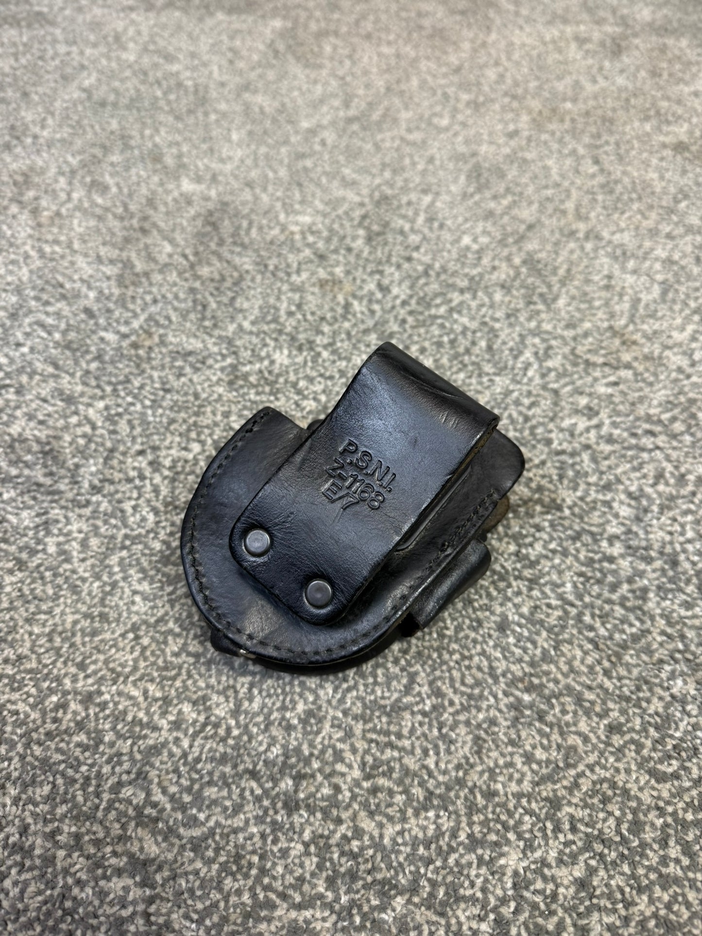 Ex Police Folding Hiatt Handcuffs Hinged Cuffs PSNI Leather Pouch & Key Security Collectible