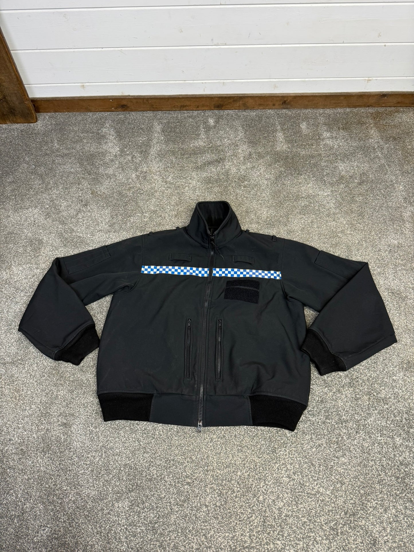 Ex Police Black Windproof Soft Shell Fleece Reflective Security Riding Theatre