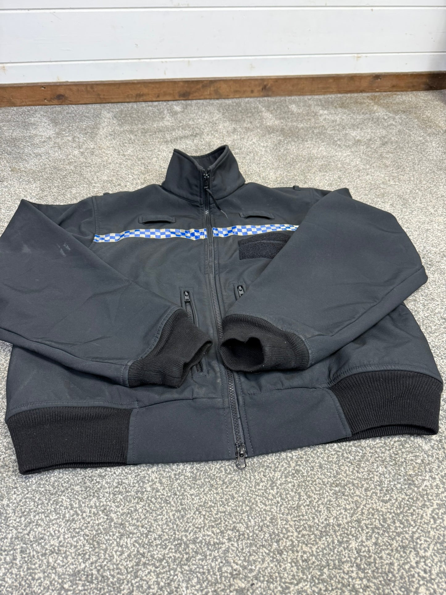 Ex Police Black Windproof Soft Shell Fleece Reflective Security Riding Theatre