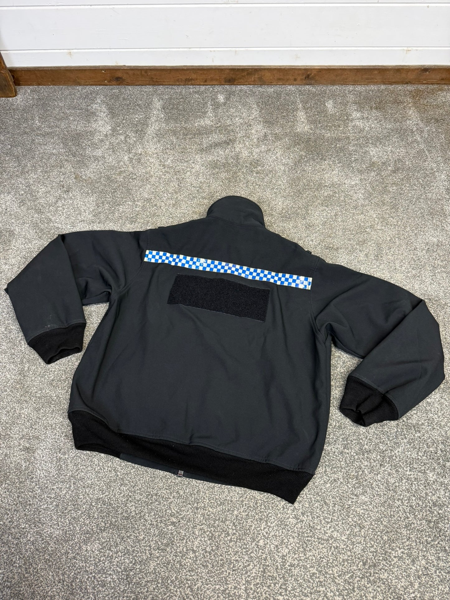 Ex Police Black Windproof Soft Shell Fleece Reflective Security Riding Theatre