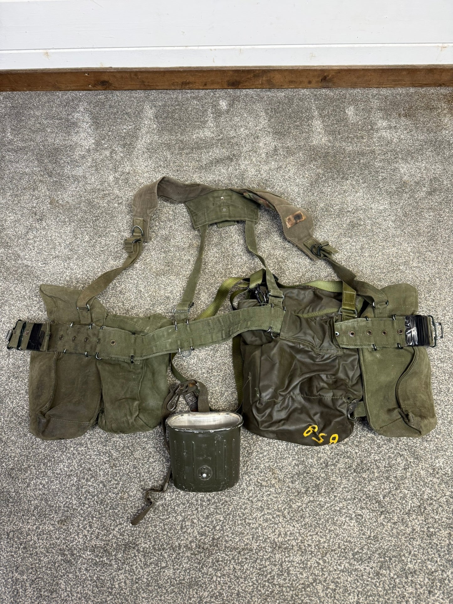 Vintage British Army 58 Pattern Webbing Chemical Rubber Boots & Jacket