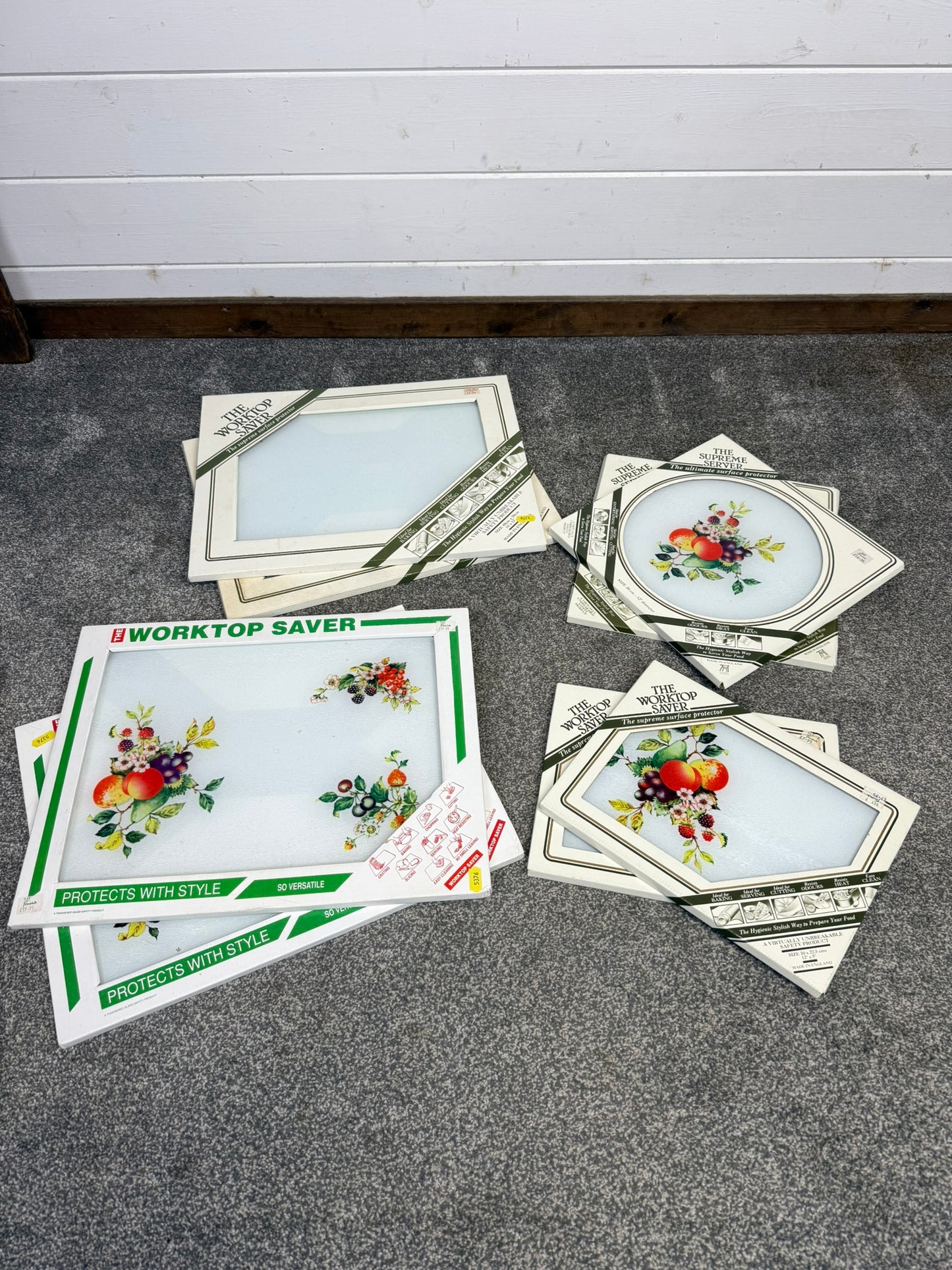 Vintage 90's Glass Worktop Saver Chopping Board Job Lot Cottage Farmhouse