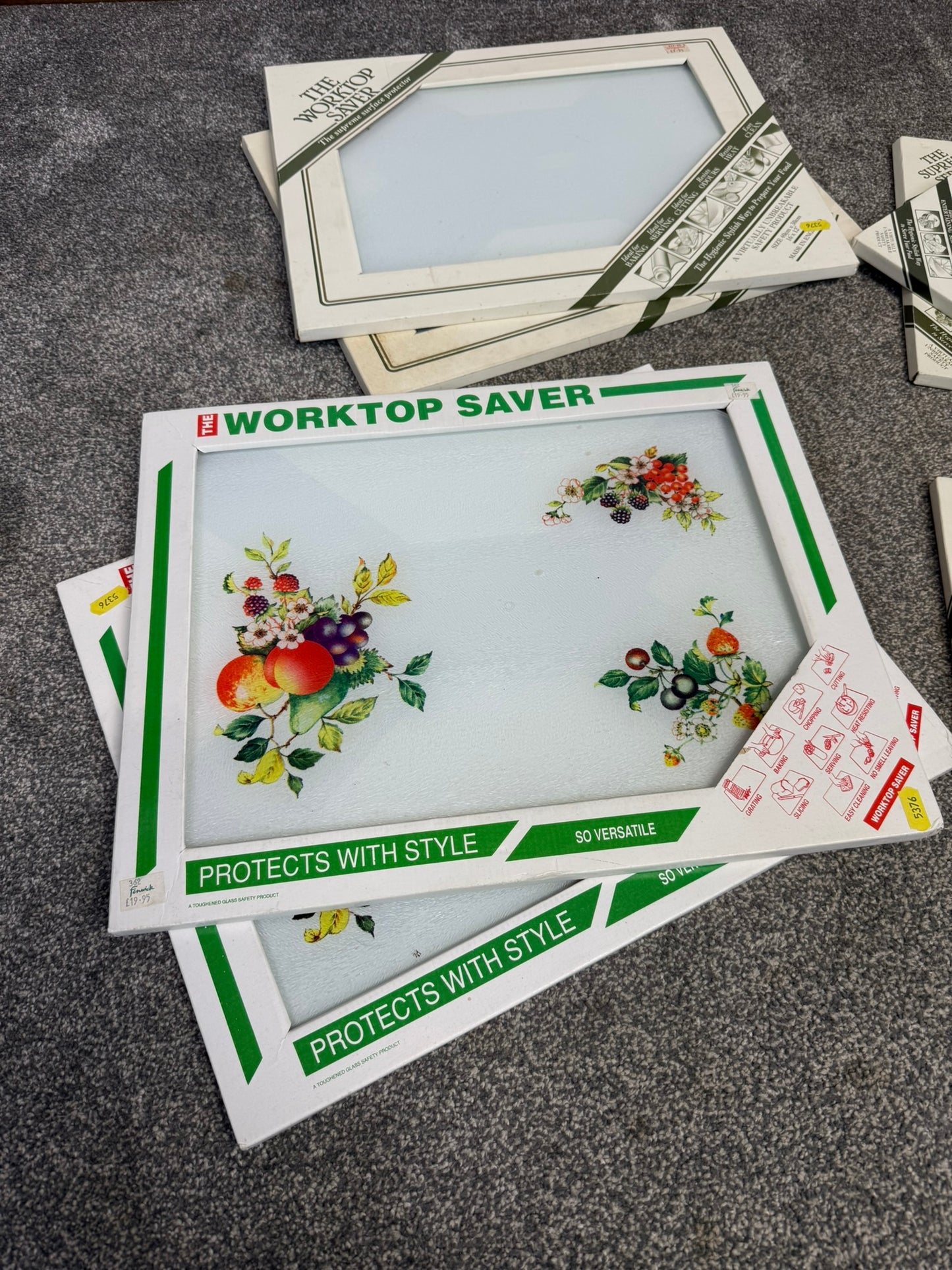 Vintage 90's Glass Worktop Saver Chopping Board Job Lot Cottage Farmhouse