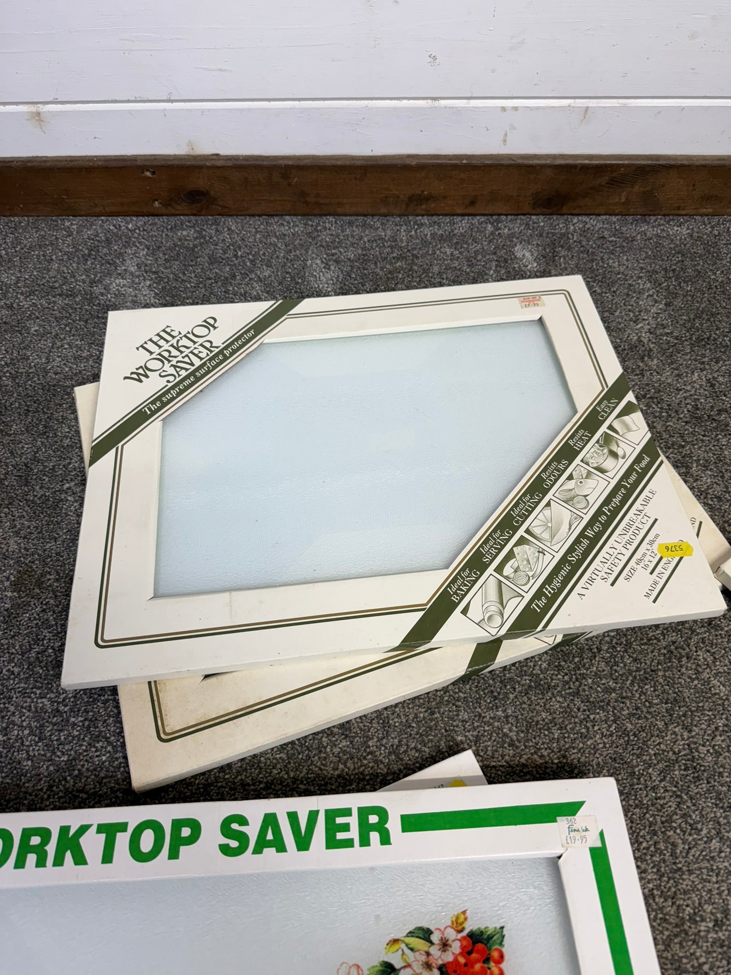 Vintage 90's Glass Worktop Saver Chopping Board Job Lot Cottage Farmhouse