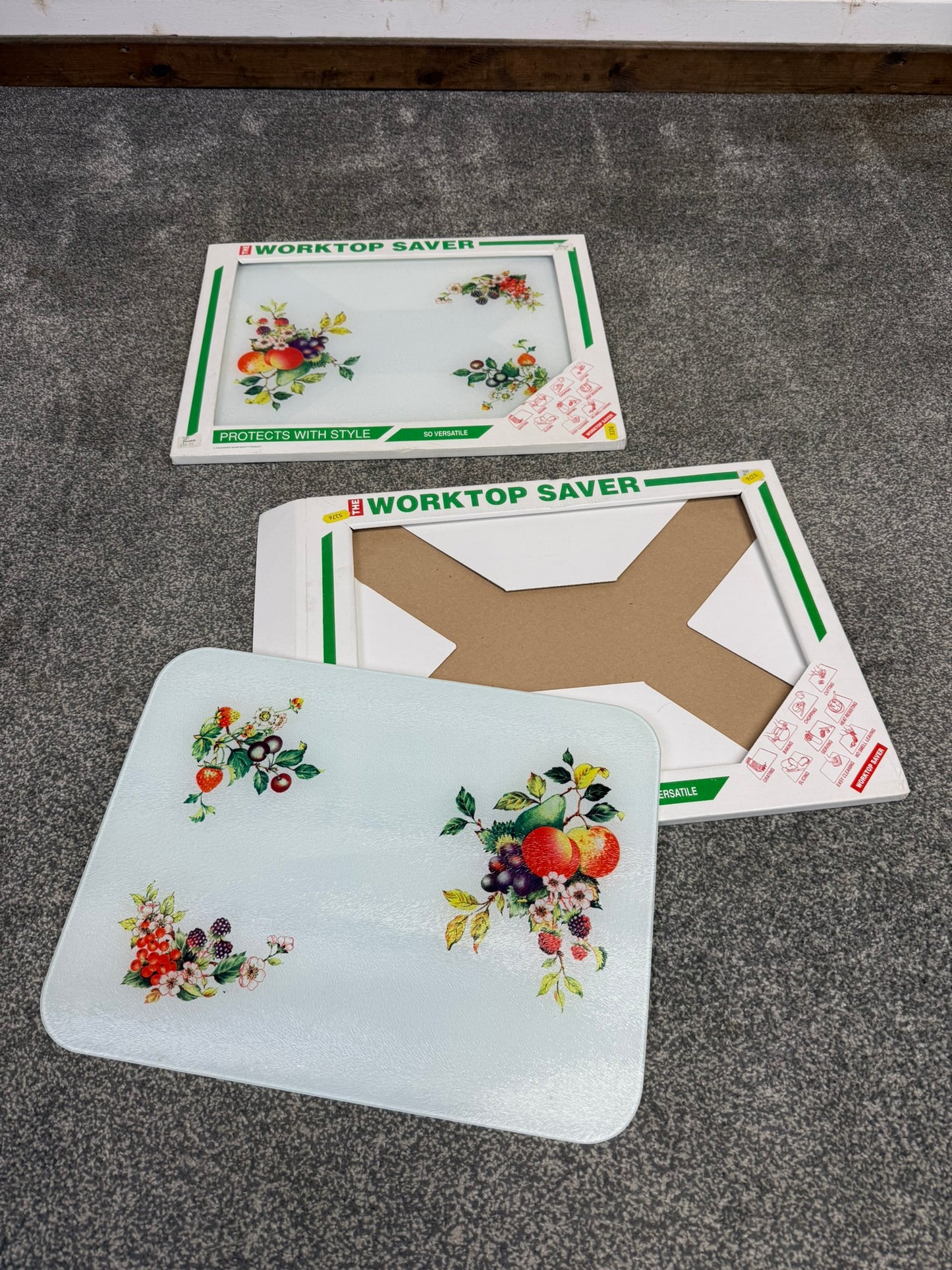 Vintage 90's Glass Worktop Saver Chopping Board Job Lot Cottage Farmhouse