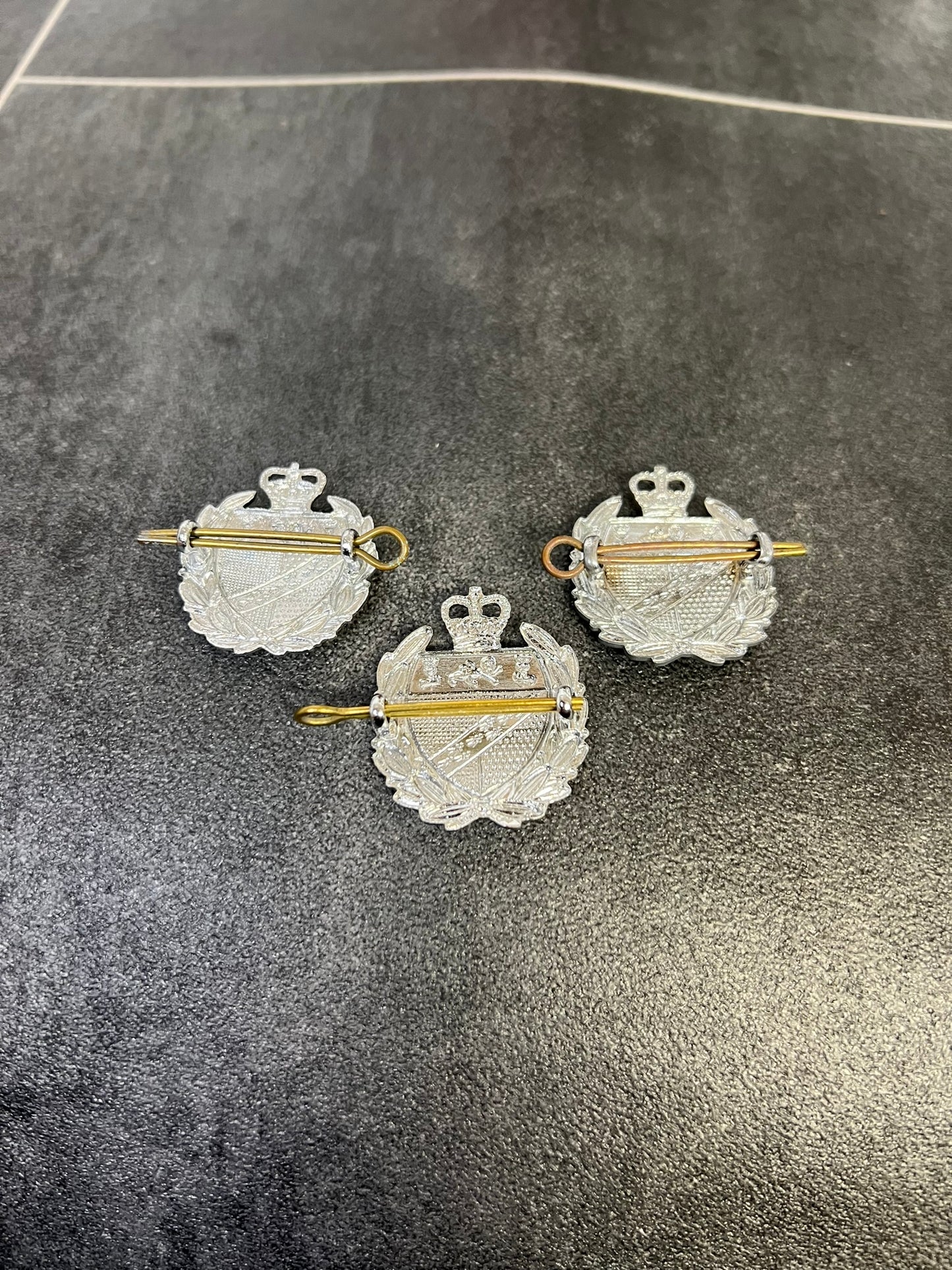 3x Vintage Norfolk Constabulary Collar Pin Badges With Queen's Crown