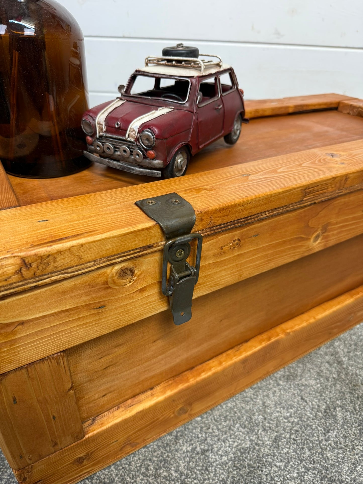 Large Wooden Storage Chest Rustic Industrial Reclaimed Trunk Home Decor Blanket Storage Side Table
