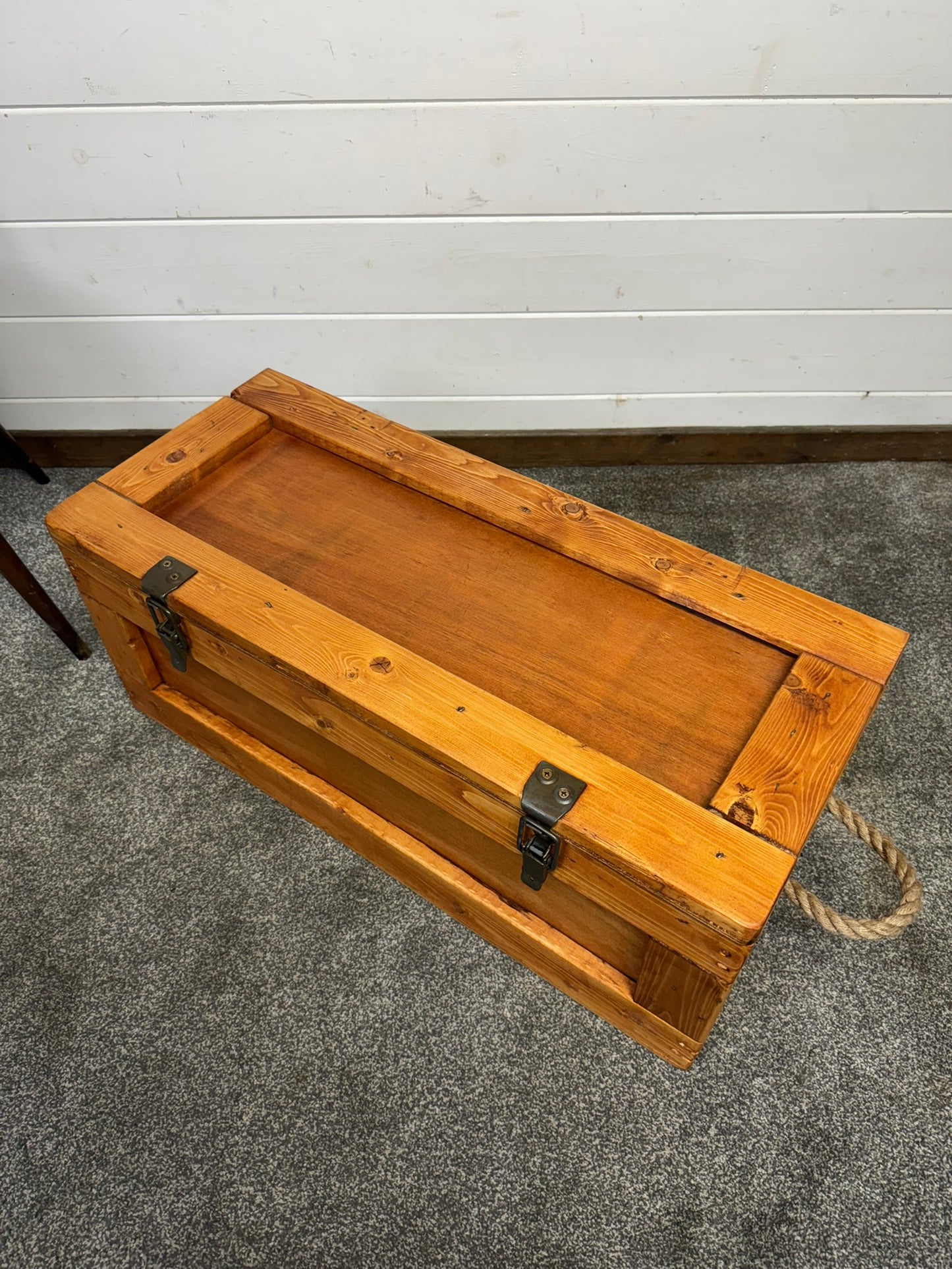 Large Wooden Storage Chest Rustic Industrial Reclaimed Trunk Home Decor Blanket Storage Side Table