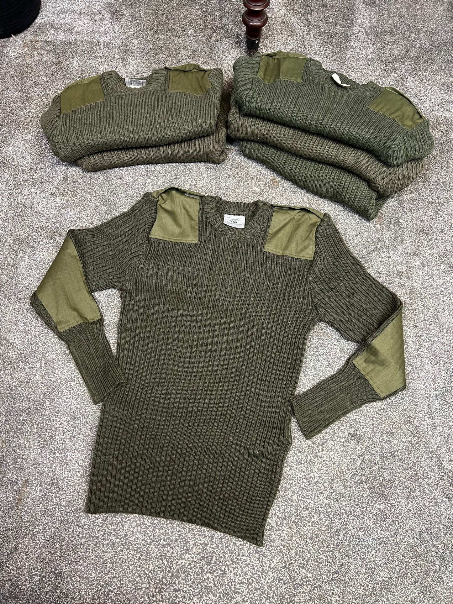 6x Genuine British Army Wool Jumper Military Olive Pullover Job Lot Bundle - Mixed Sizes