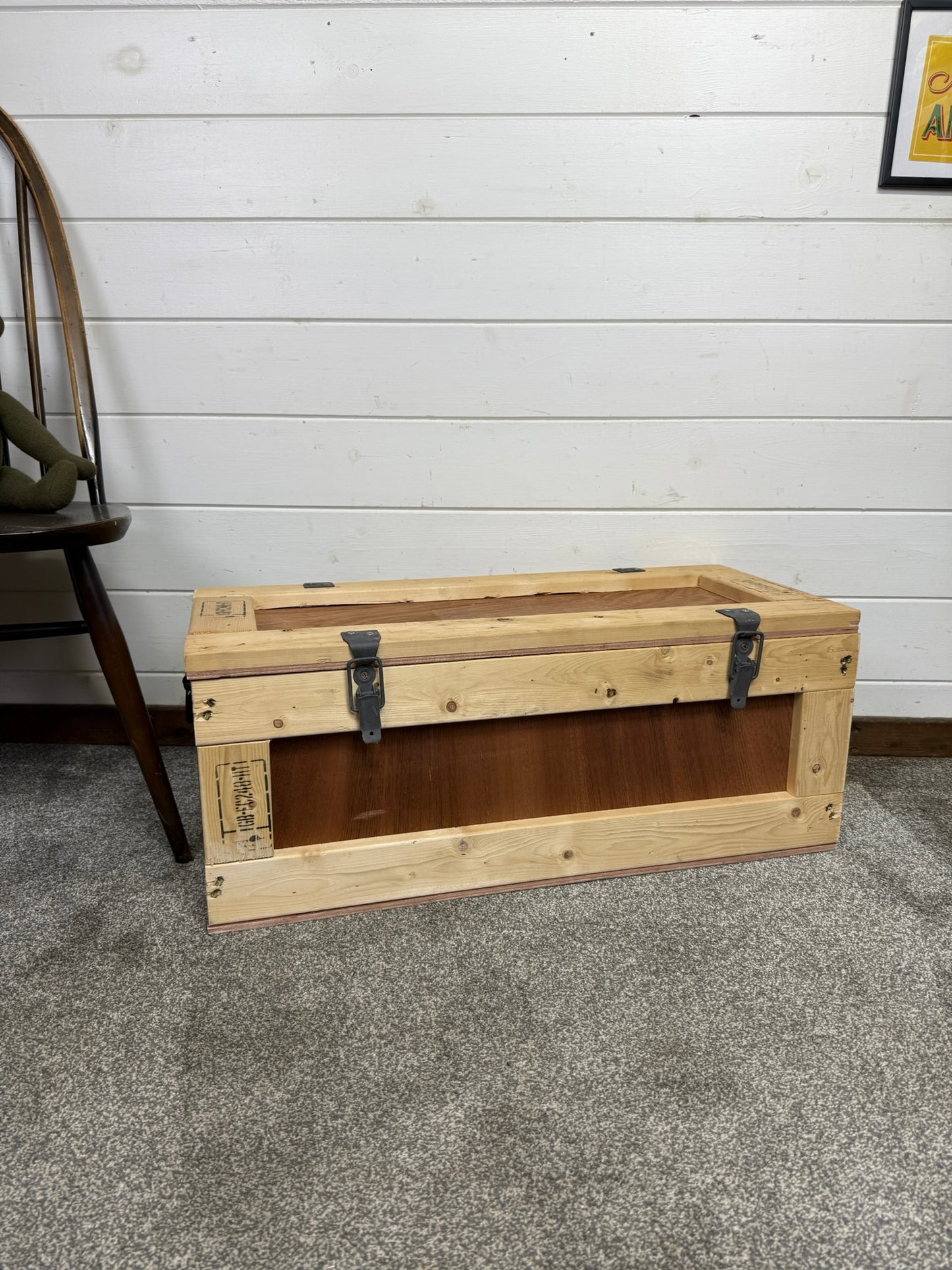 Large Wooden Chest Box Ex Military Army Shipping Crate Tool Storage Chest