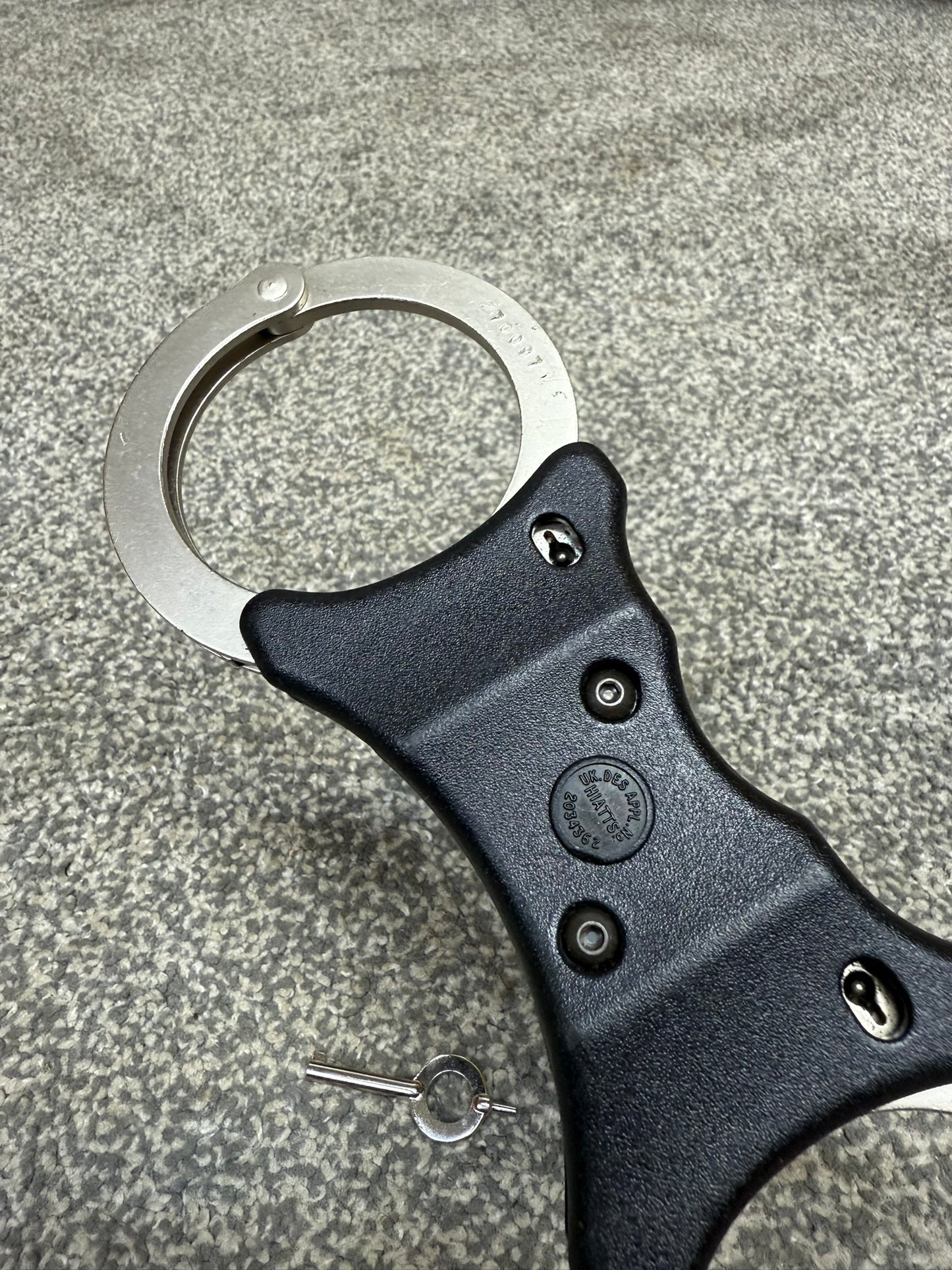 Ex Police Early Hiatt Rigid Handcuffs With Serial Security Cuffs Displays Collectible