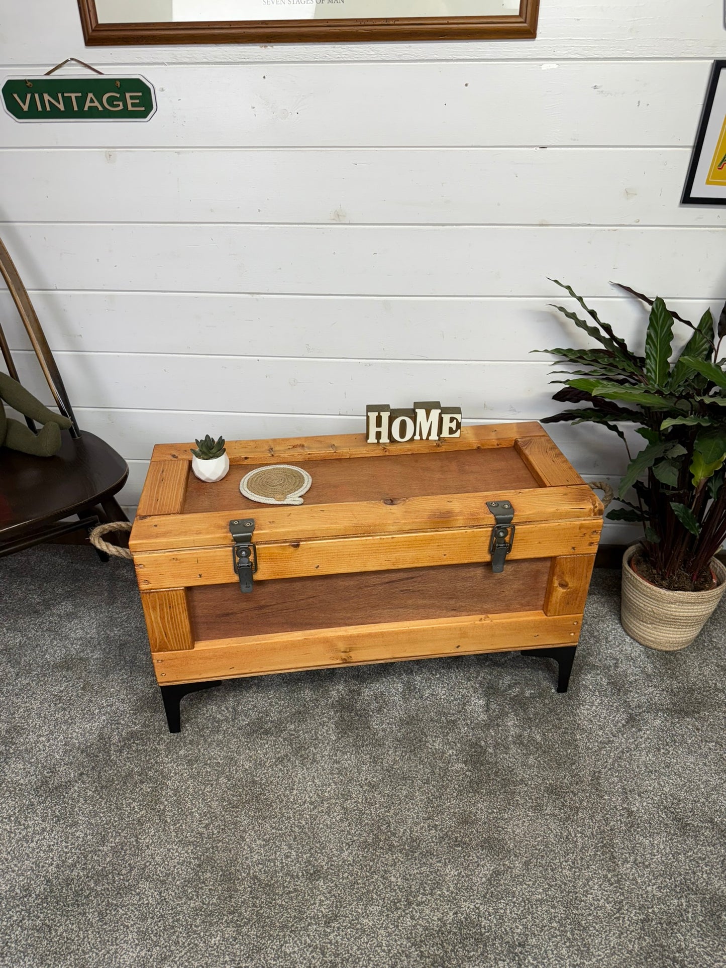Reclaimed Large Wooden Crate Table Rustic Storage Chest Blanket Box Industrial Decor Coffee Table Side Table