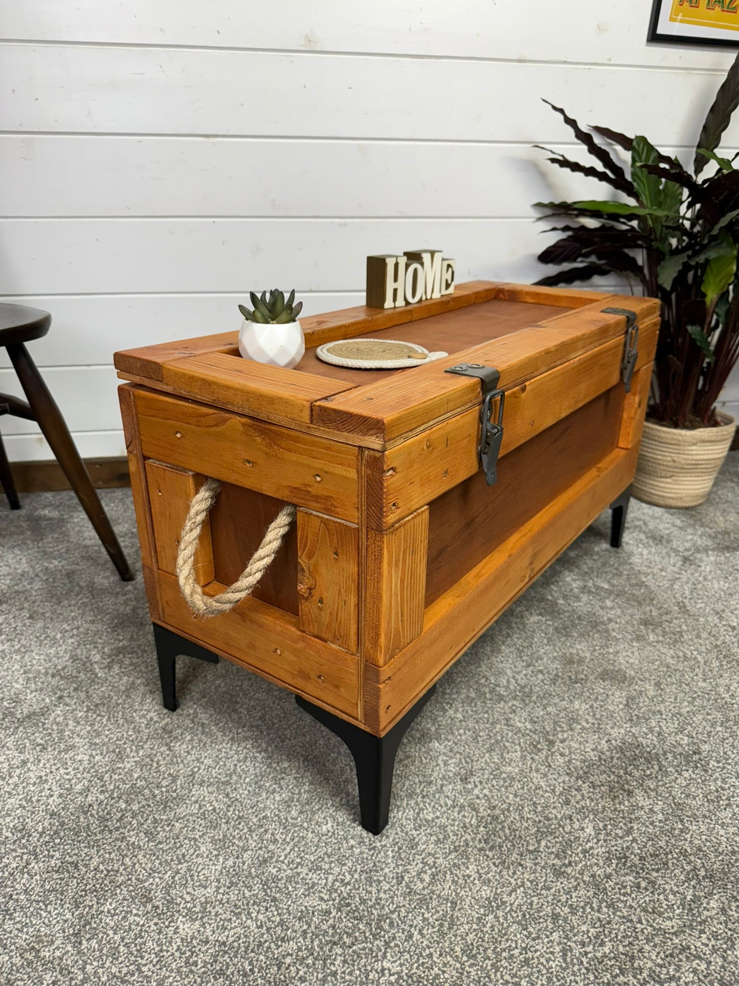 Reclaimed Large Wooden Crate Table Rustic Storage Chest Blanket Box Industrial Decor Coffee Table Side Table