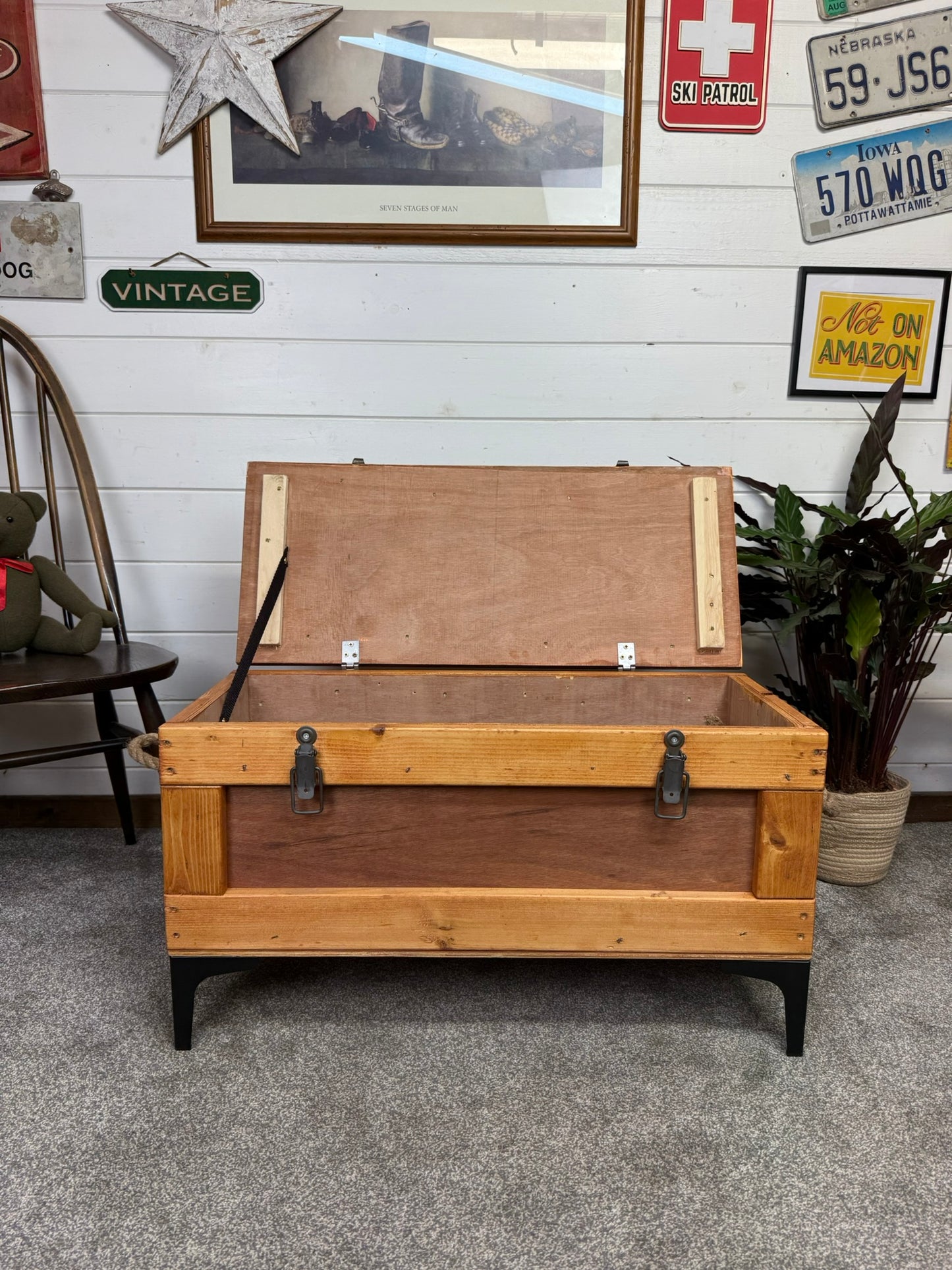 Reclaimed Large Wooden Crate Table Rustic Storage Chest Blanket Box Industrial Decor Coffee Table Side Table