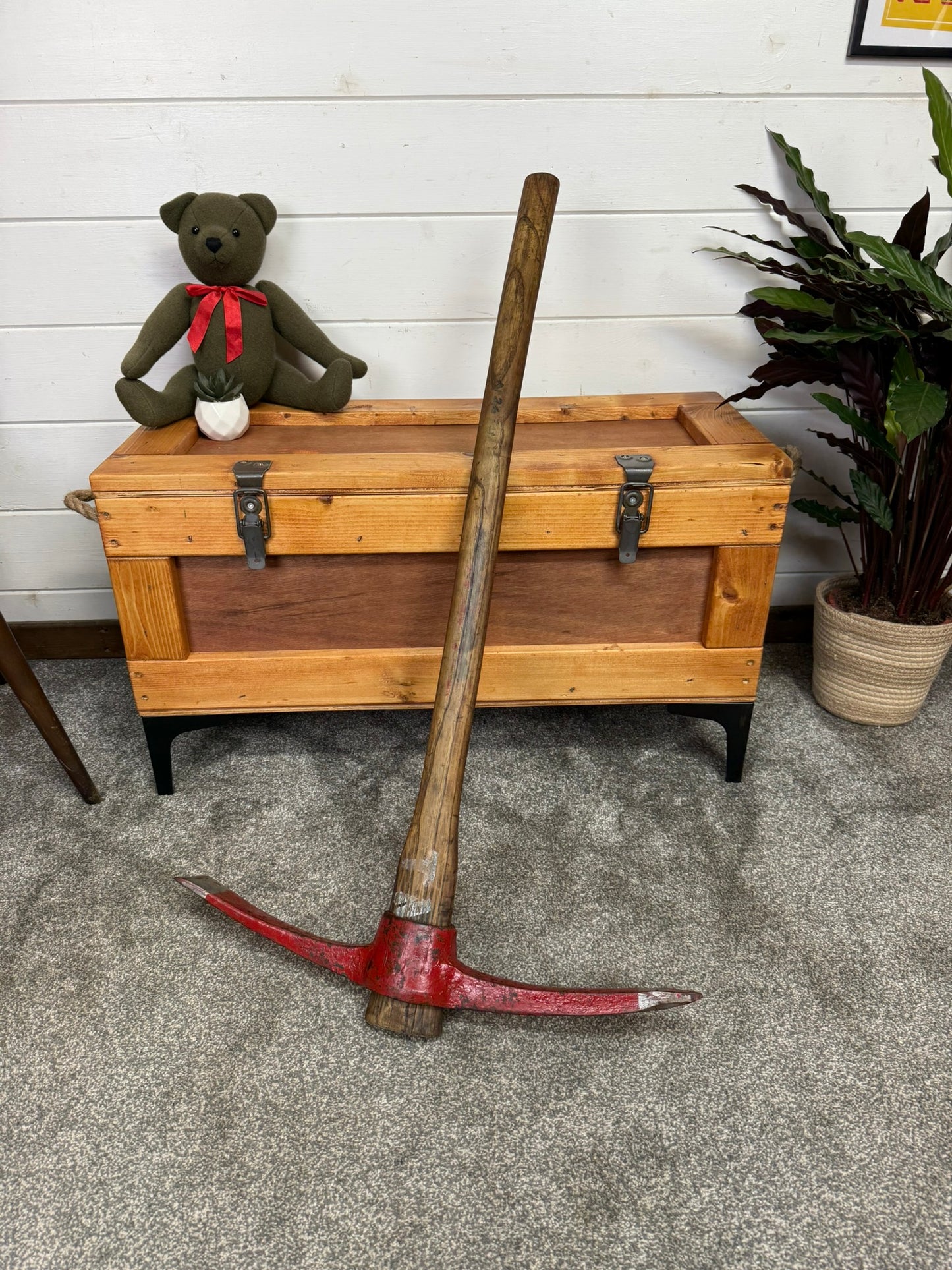 Vintage Long Handle Pioneer Pick Axe Ex Military Army Fire Reclaimed Pickaxe