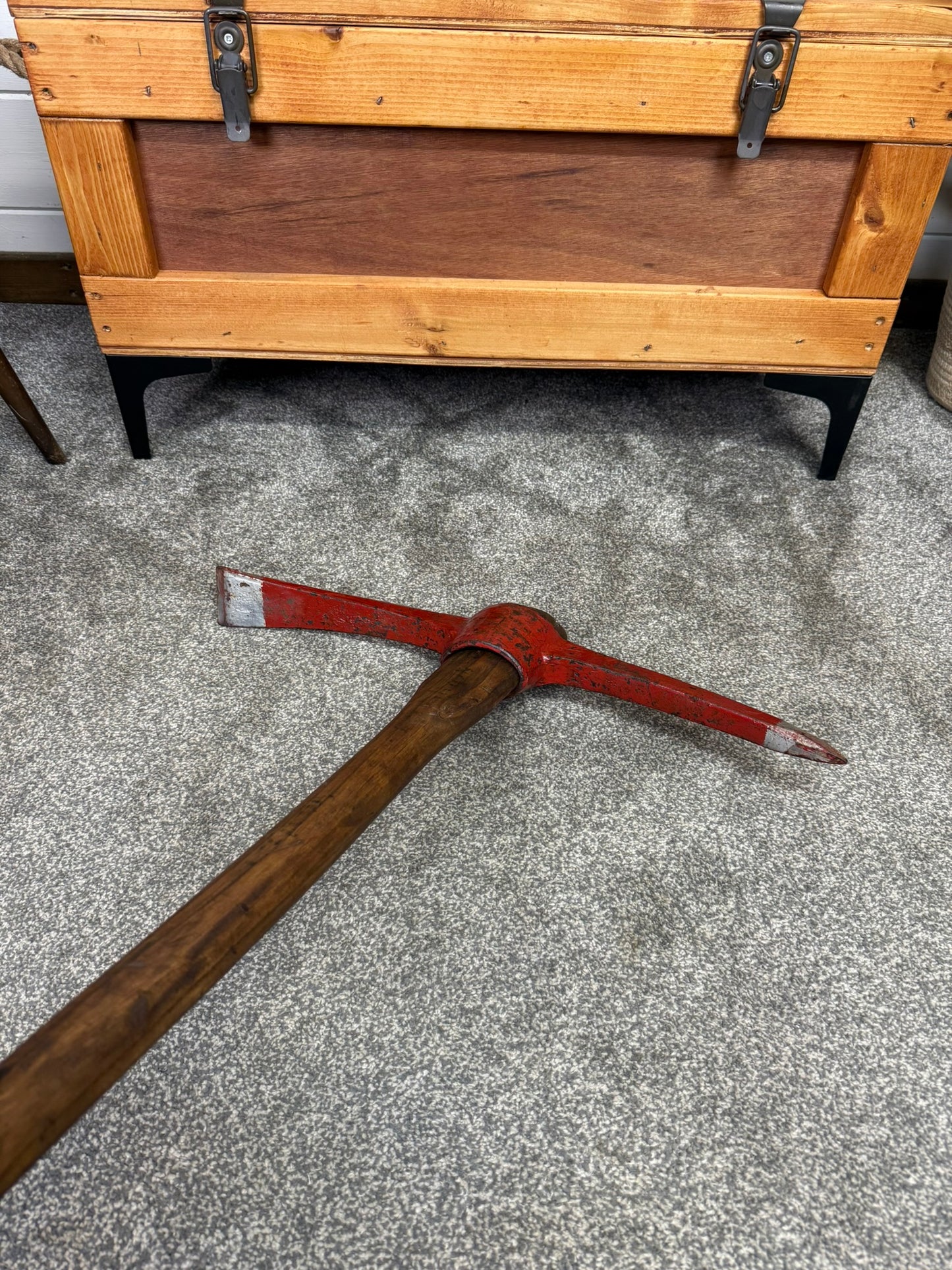 Vintage Long Handle Pioneer Pick Axe Ex Military Army Fire Reclaimed Pickaxe