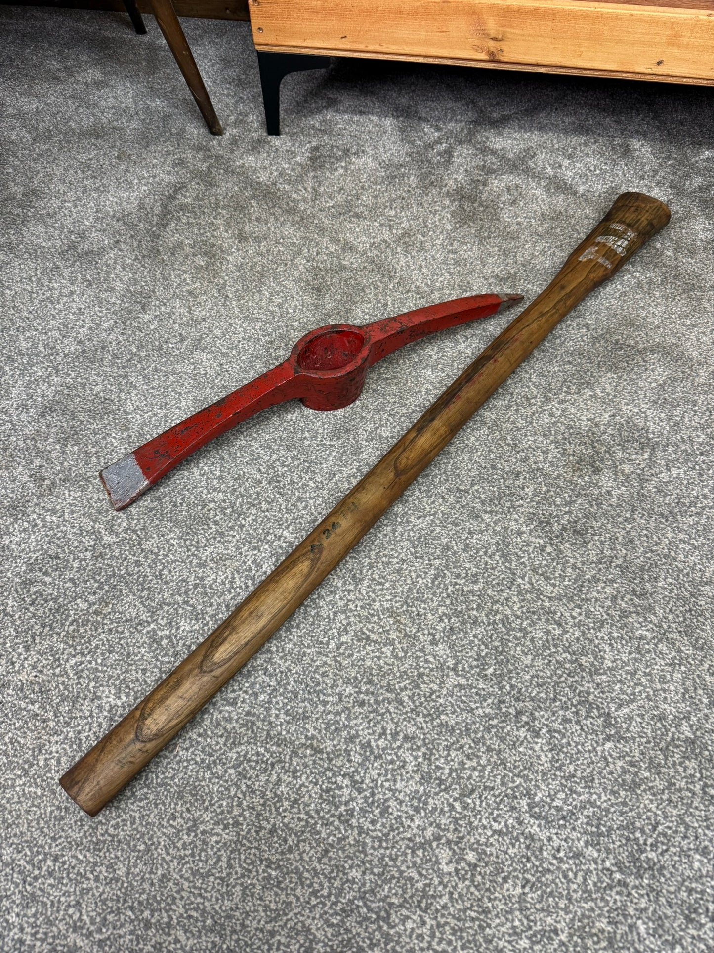 Vintage Long Handle Pioneer Pick Axe Ex Military Army Fire Reclaimed Pickaxe