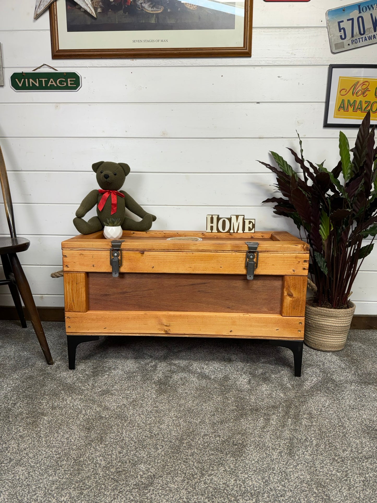 Reclaimed Large Wooden Crate Table Rustic Storage Chest Blanket Box Industrial Decor Coffee Table Side Table