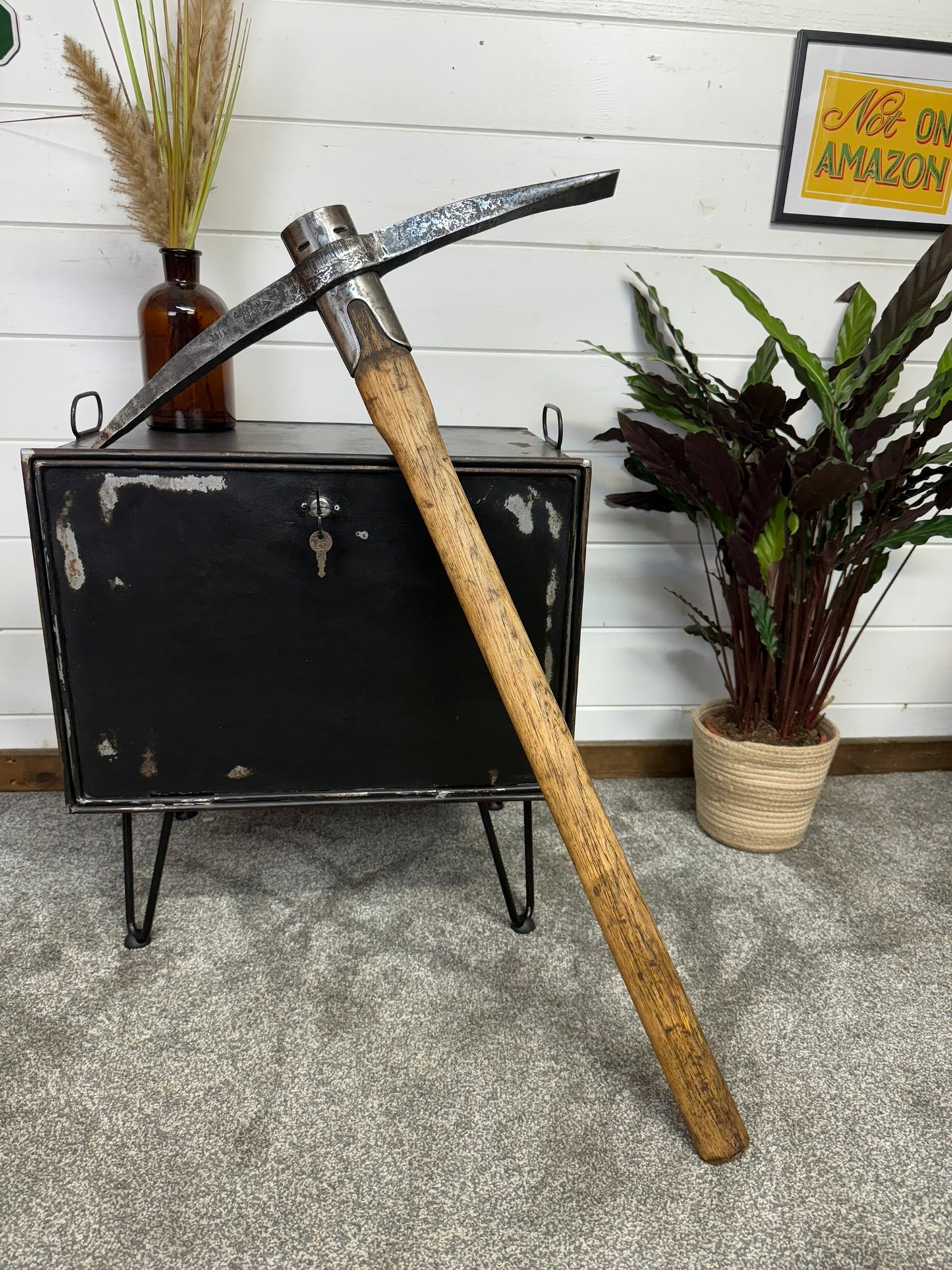 Vintage 1943 Military Pickaxe Long Handle 4.5lbs Pioneer Pick Axe Reclaimed Army Display
