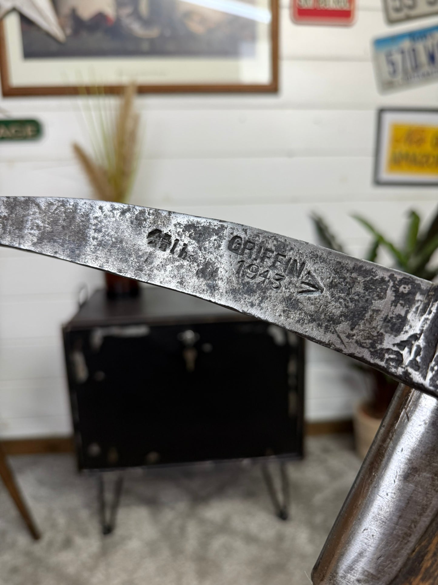 Vintage 1943 Military Pickaxe Long Handle 4.5lbs Pioneer Pick Axe Reclaimed Army Display
