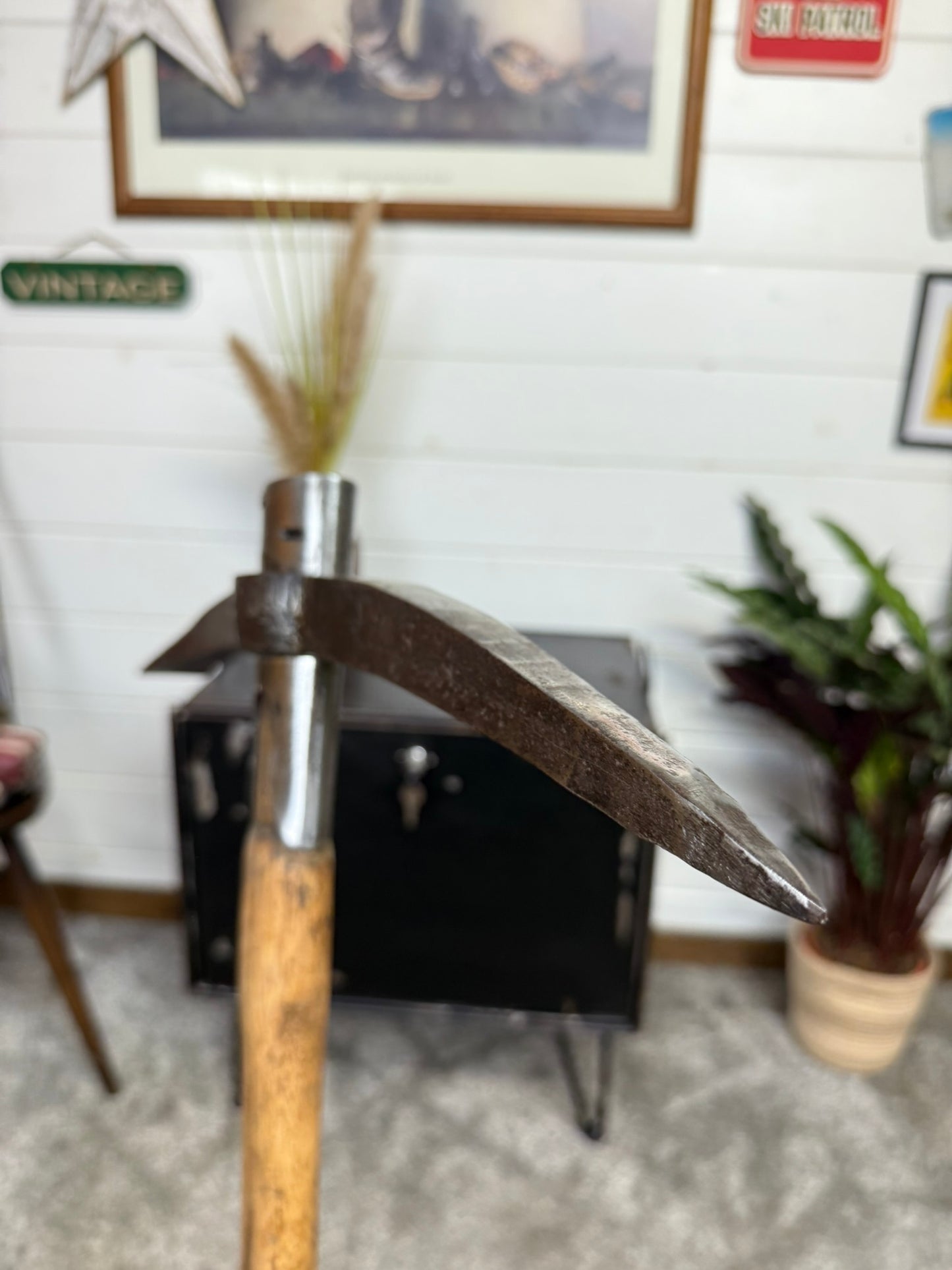 Vintage 1943 Military Pickaxe Long Handle 4.5lbs Pioneer Pick Axe Reclaimed Army Display