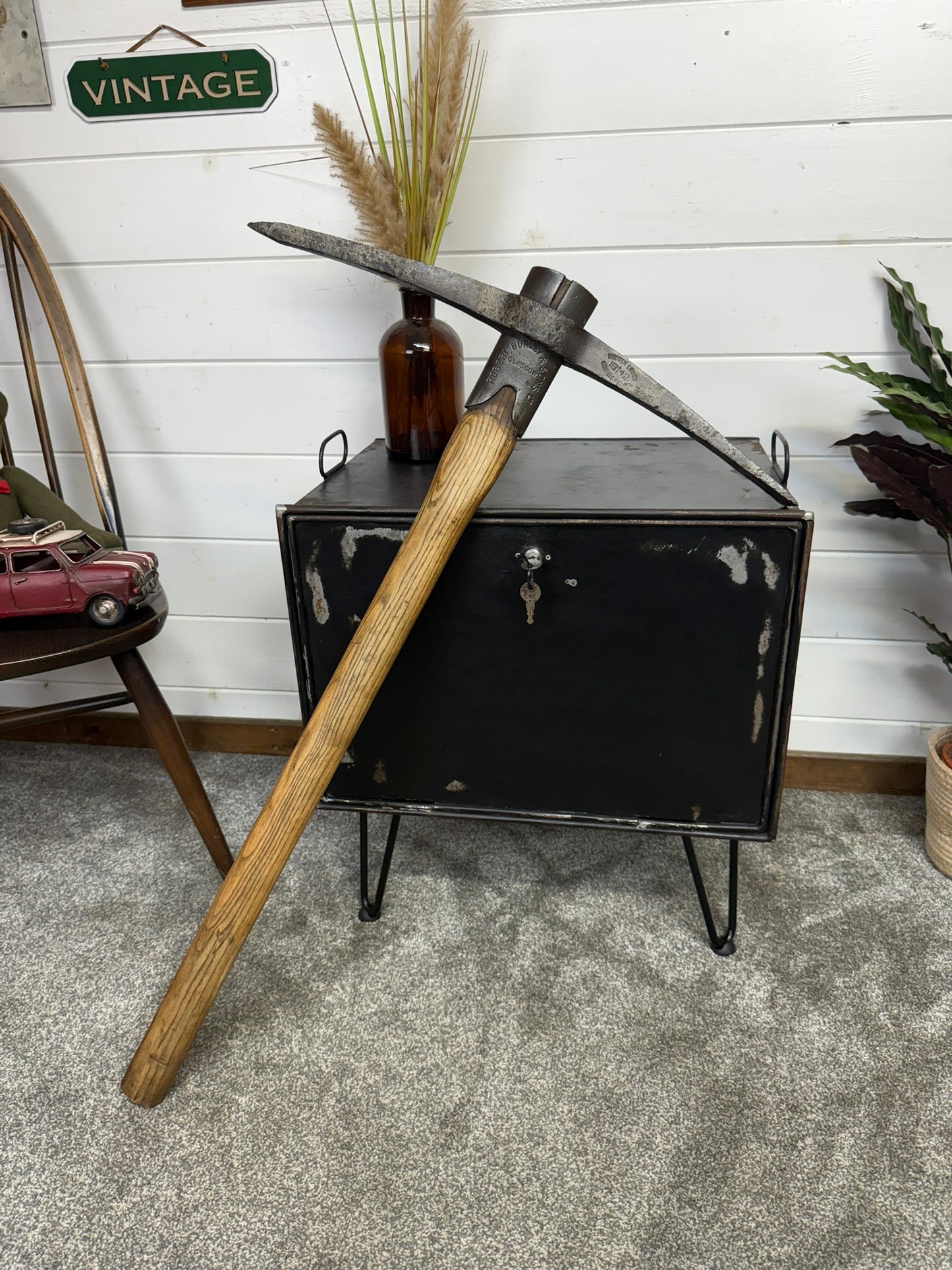 Vintage WW2 1942 Military Pickaxe Robert Burley & Sons Co With Hardy Pick Sheffield Head