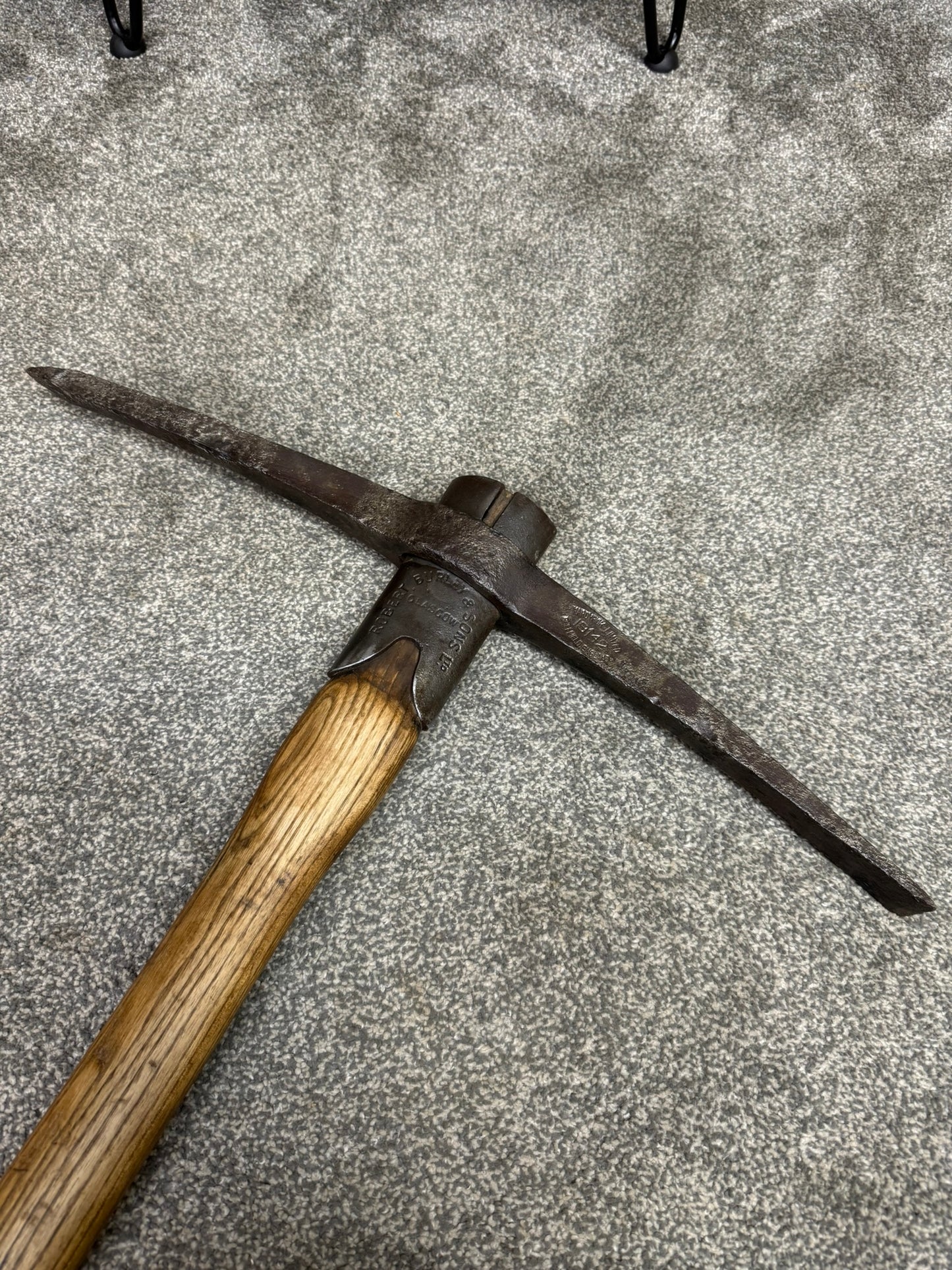 Vintage WW2 1942 Military Pickaxe Robert Burley & Sons Co With Hardy Pick Sheffield Head