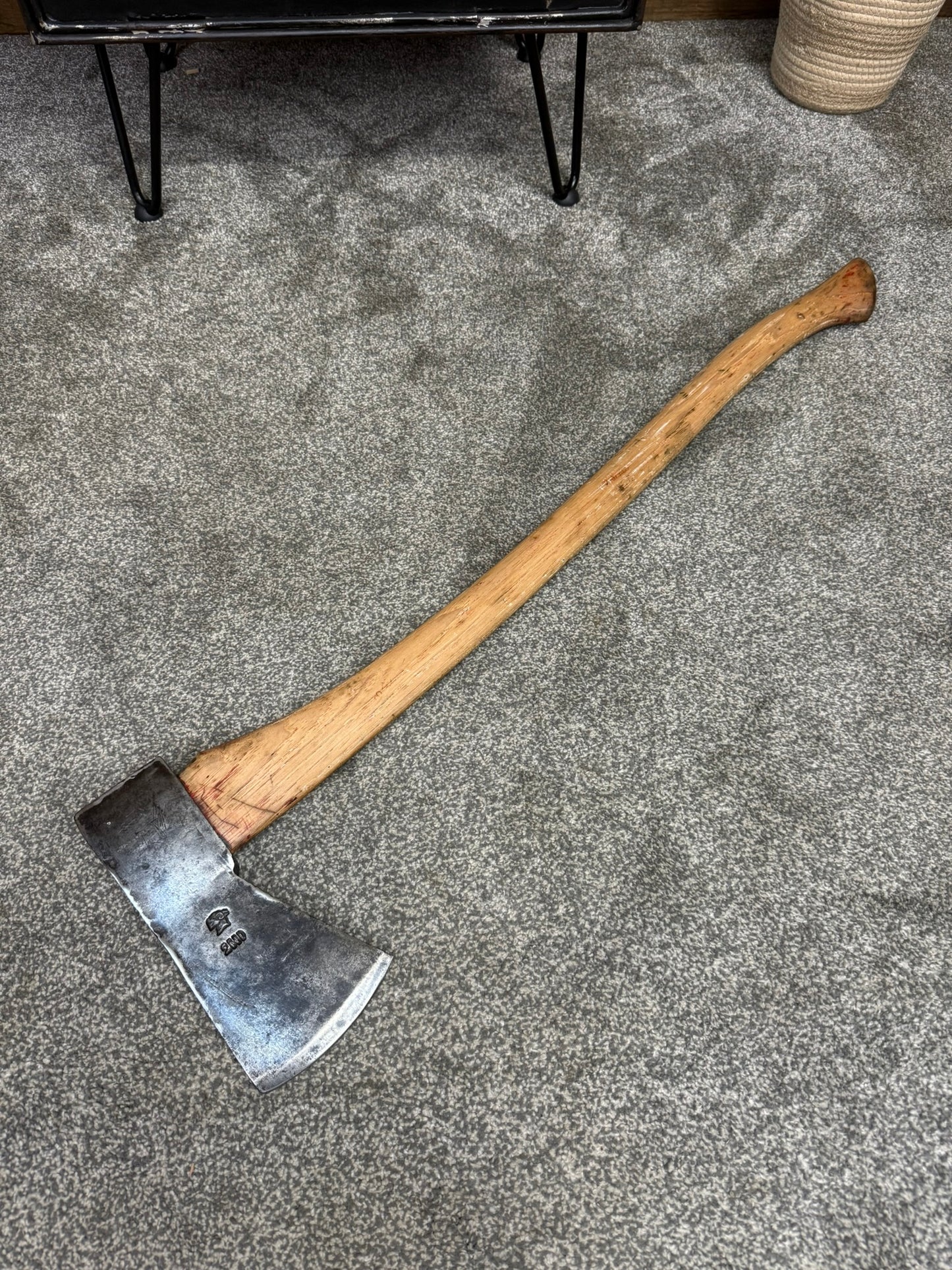 Vintage Worder & Pandel Long Handle Axe 1940's German Forged Axe Rams Head Ex Military