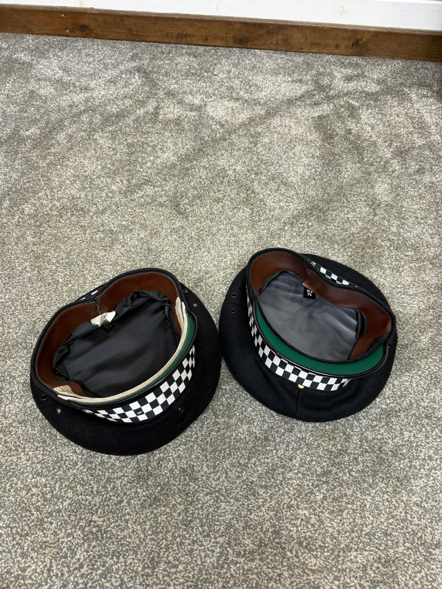 Ex Police Black Peaked Cap Checked Band Collector Film TV Fancy Dress Prop
