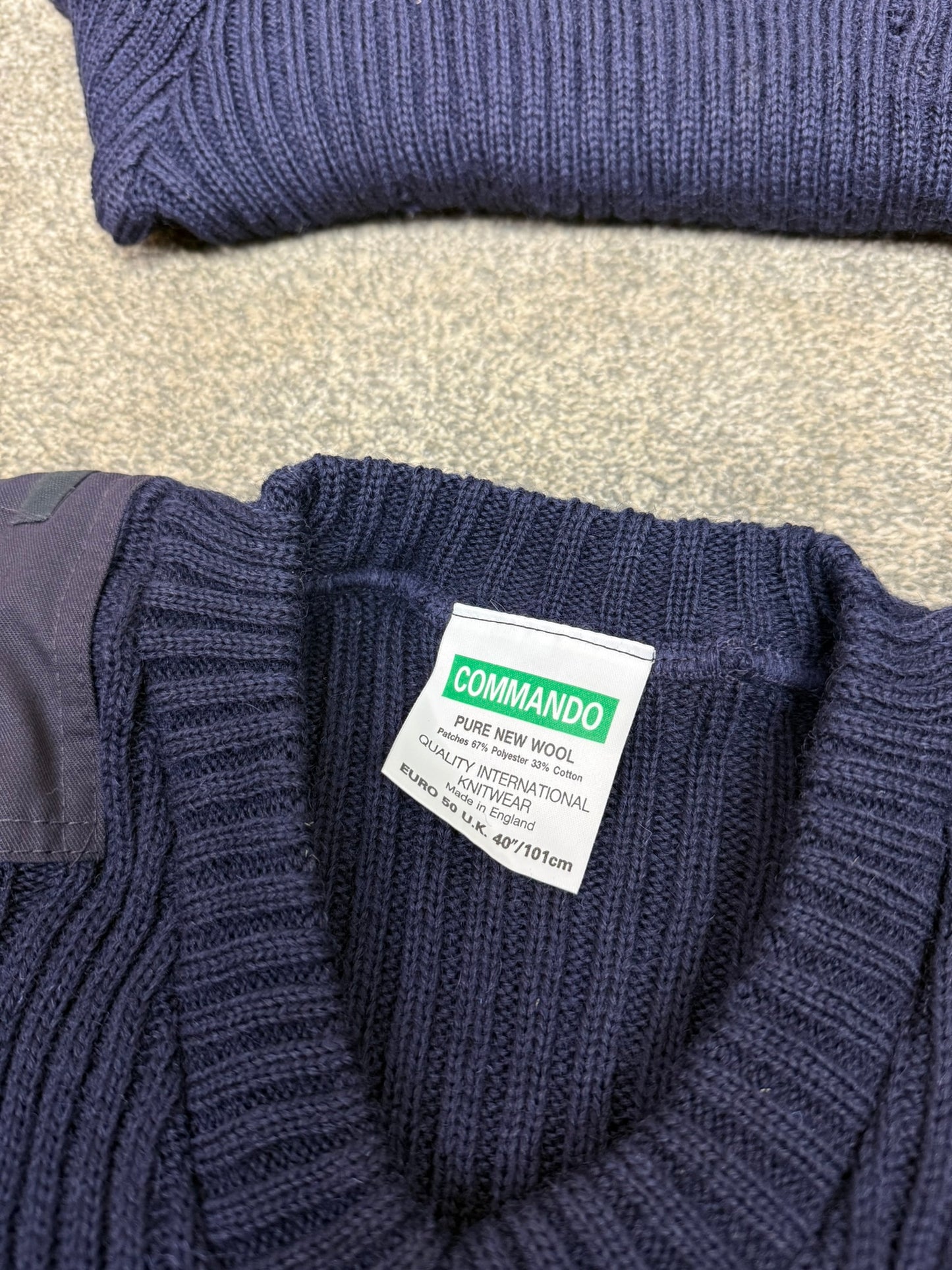2x Ex Police Blue Wool Jumper 40" Ribbed Commando Pullover Work Farmer Hiking Woolly Pully