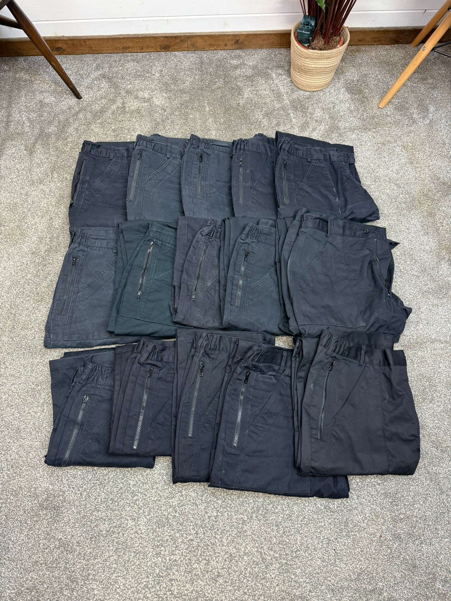 15x Ex Police Black Cargo Trousers Good Job Lot Security Uniform Theatre Film Hire