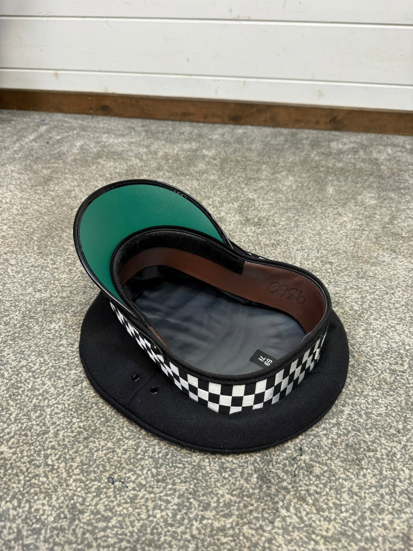 Ex Police Black Peaked Cap Checked Band Collector Film TV Fancy Dress Prop