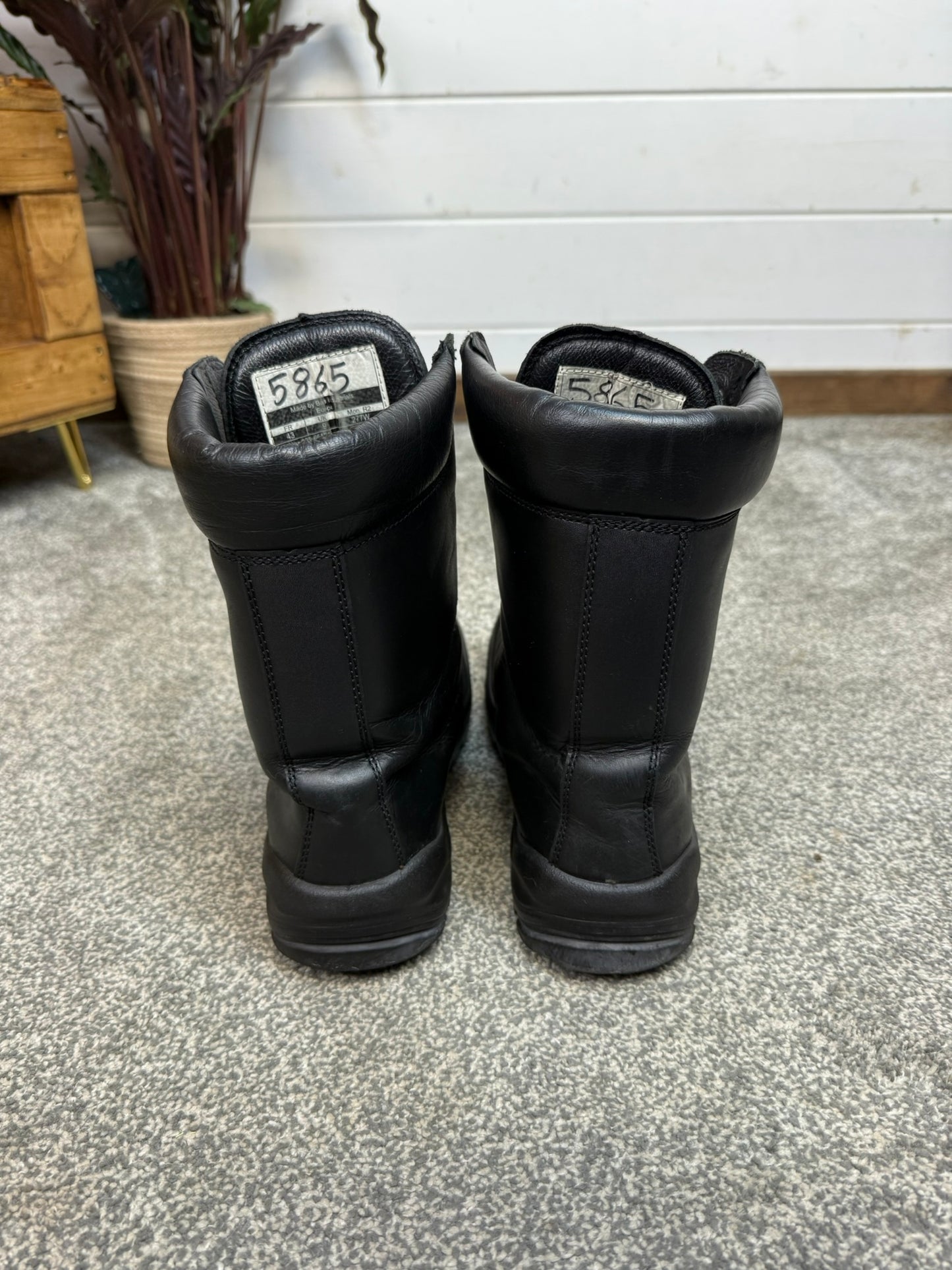 Ex Police Black Leather Boots Bata Industries Safety Steel Toe UK 9