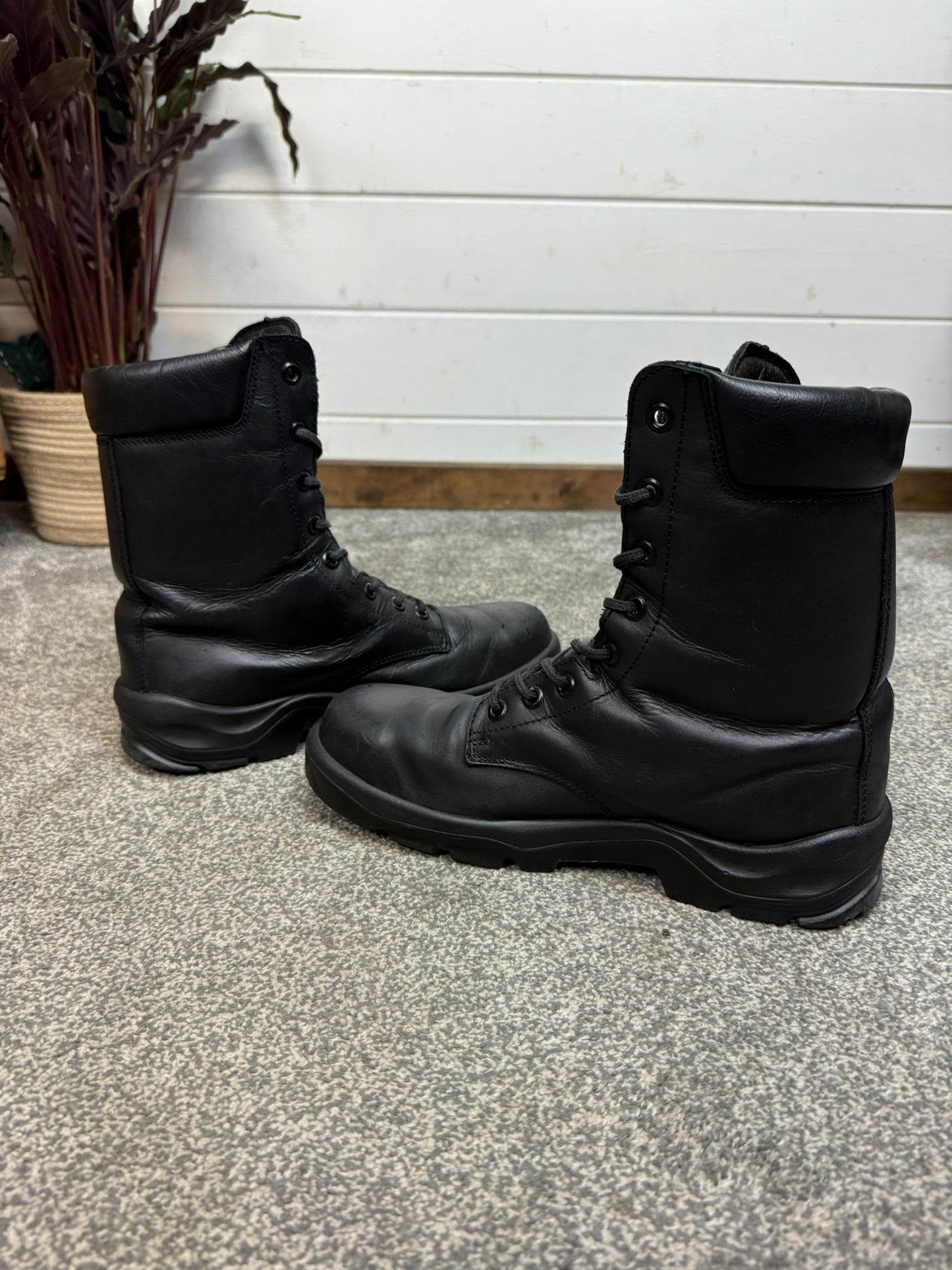 Ex Police Black Leather Boots Bata Industries Safety Steel Toe UK 9
