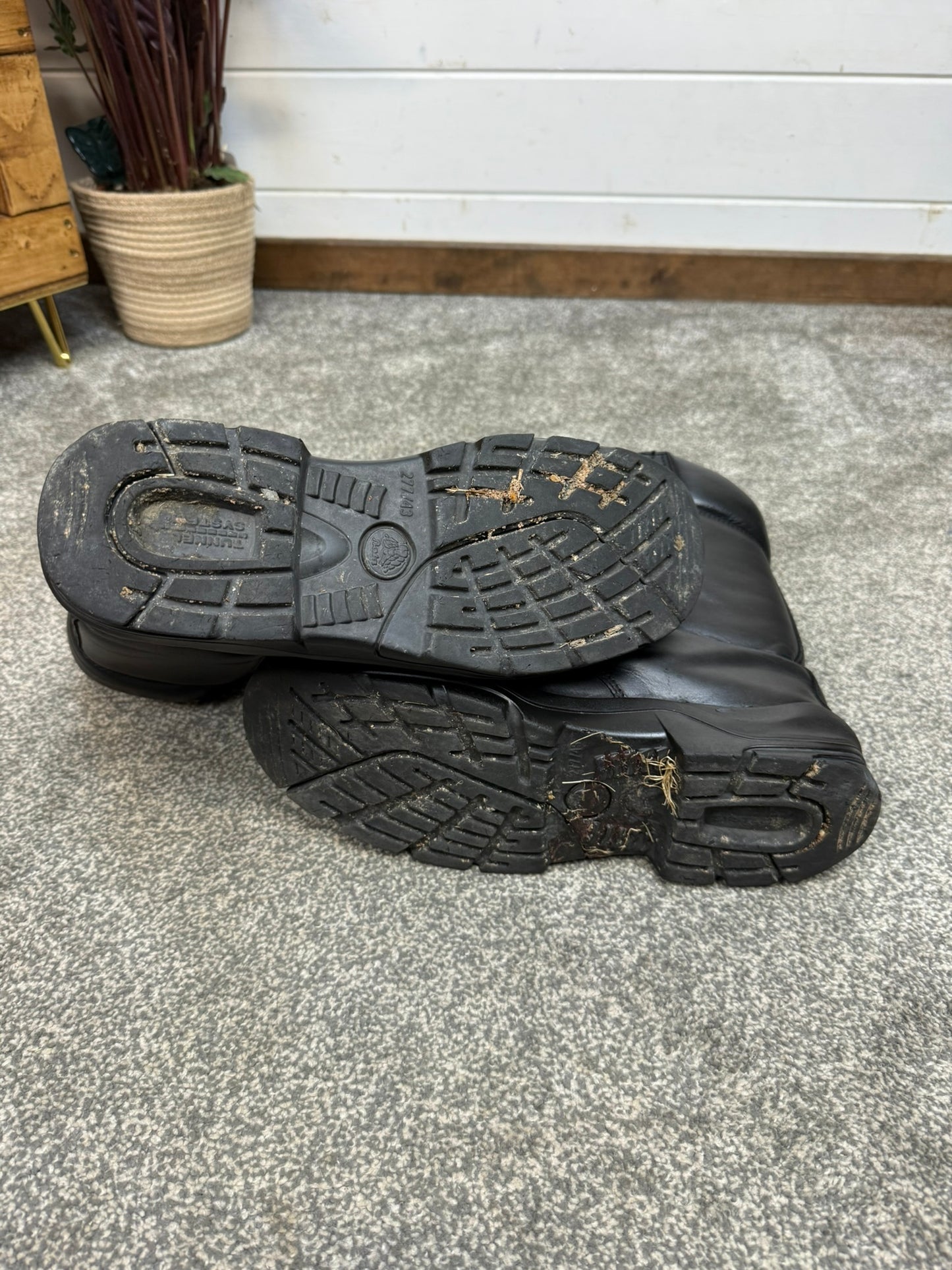 Ex Police Black Leather Boots Bata Industries Safety Steel Toe UK 9