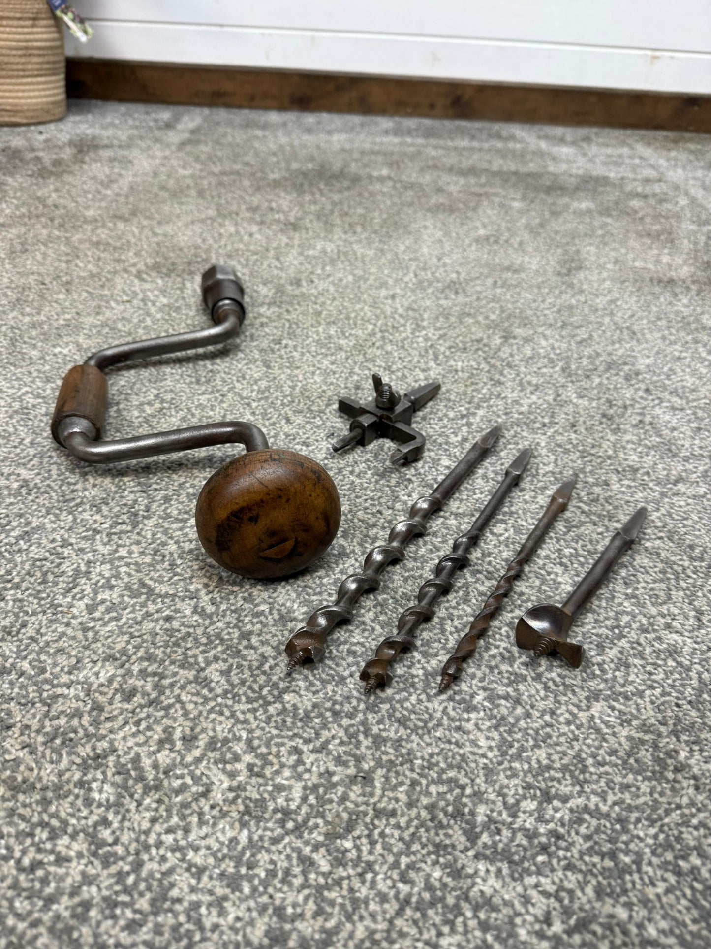 Vintage Hand Brace Drill With Auger Drill Bits & Eclipse Tank Cutter