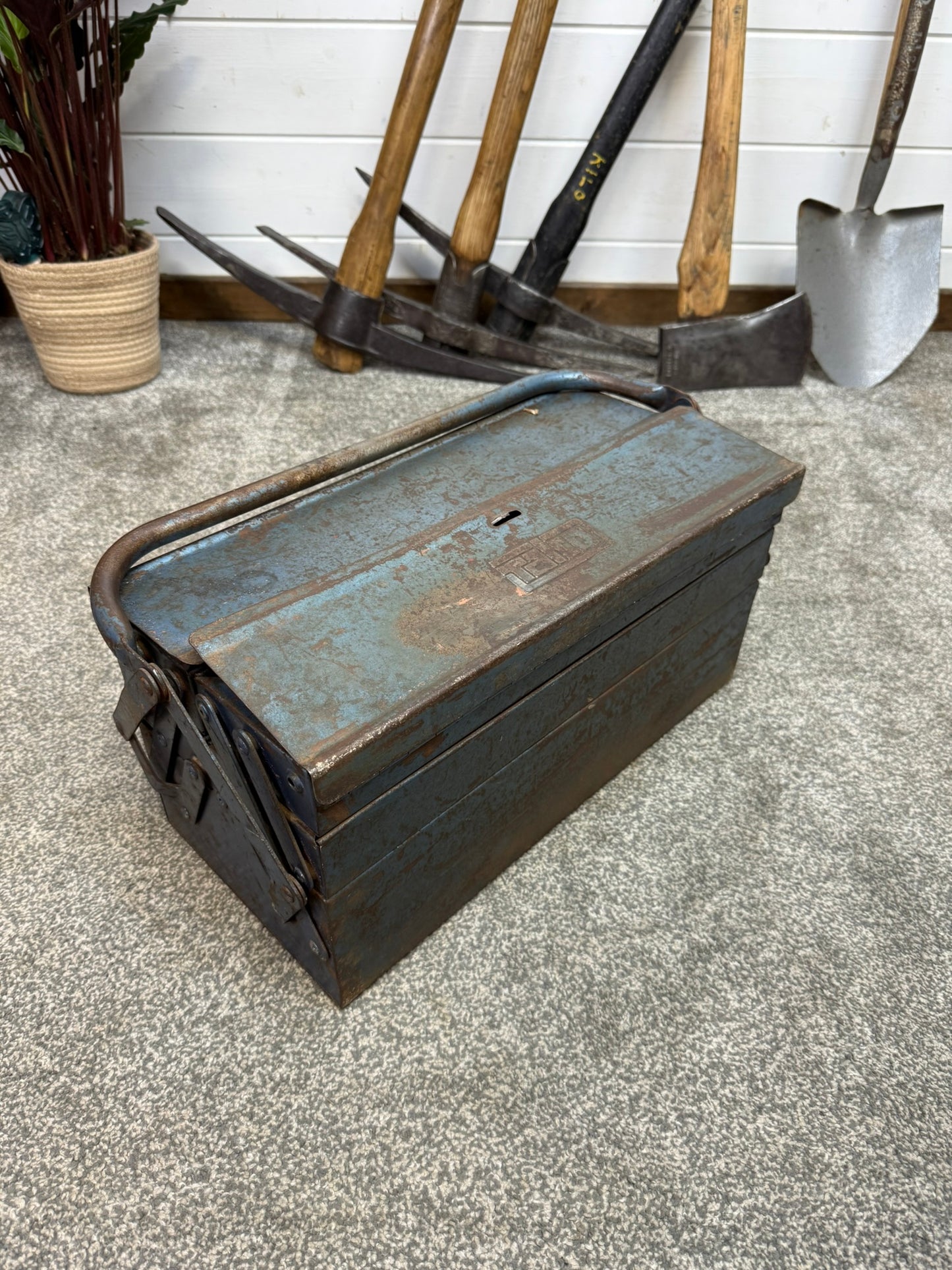 Vintage Talco Toolbox Metal Engineers Cantilever Tool Box Rustic Patina Tool Chest