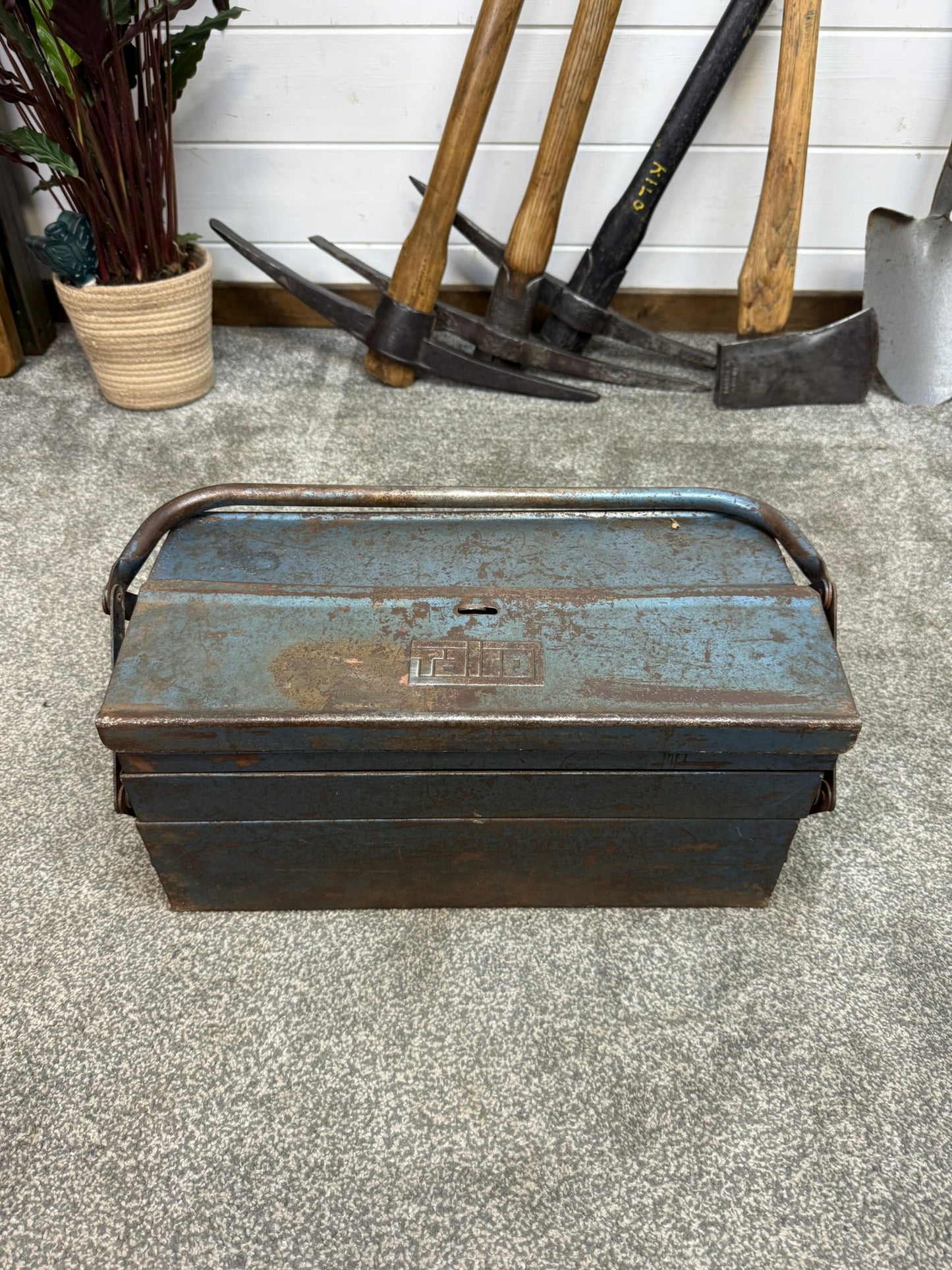 Vintage Talco Toolbox Metal Engineers Cantilever Tool Box Rustic Patina Tool Chest