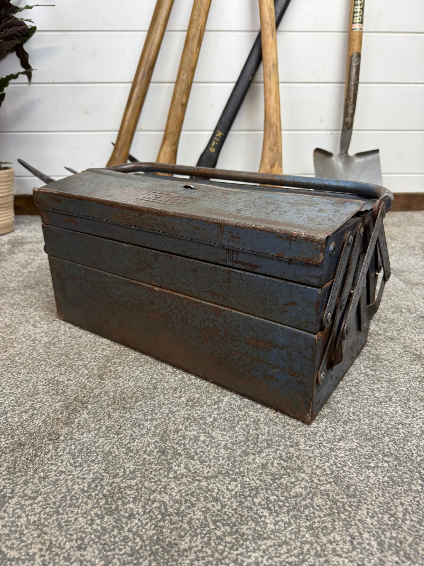Vintage Talco Toolbox Metal Engineers Cantilever Tool Box Rustic Patina Tool Chest