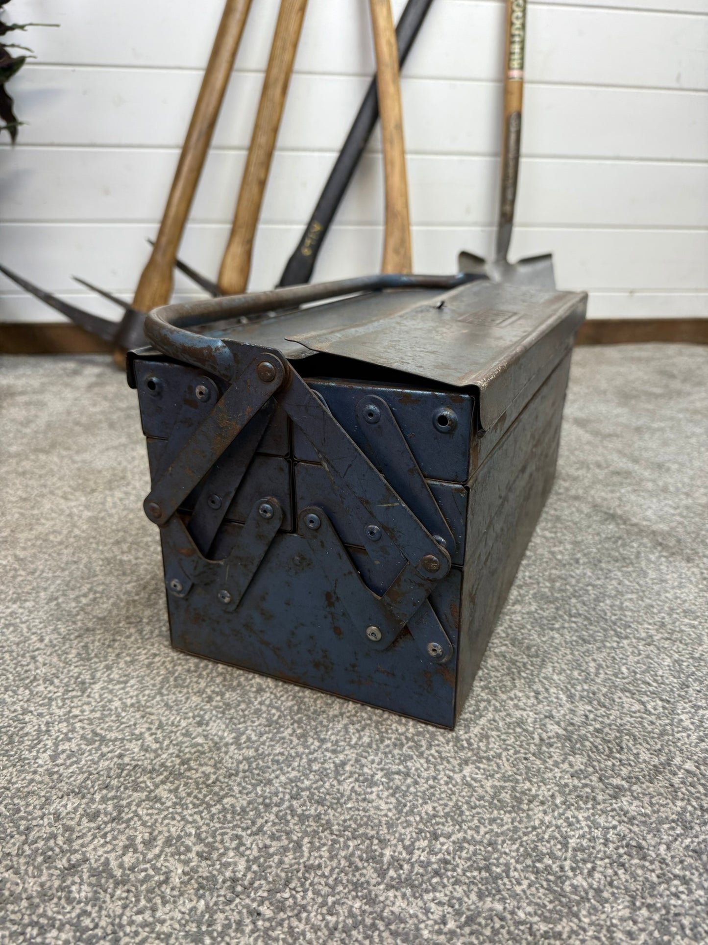 Vintage Talco Toolbox Metal Engineers Cantilever Tool Box Rustic Patina Tool Chest